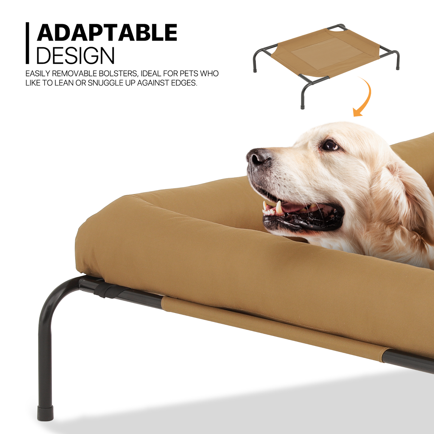 Elevated Dog Bed - w/ Removable Bolster - 48'' Length