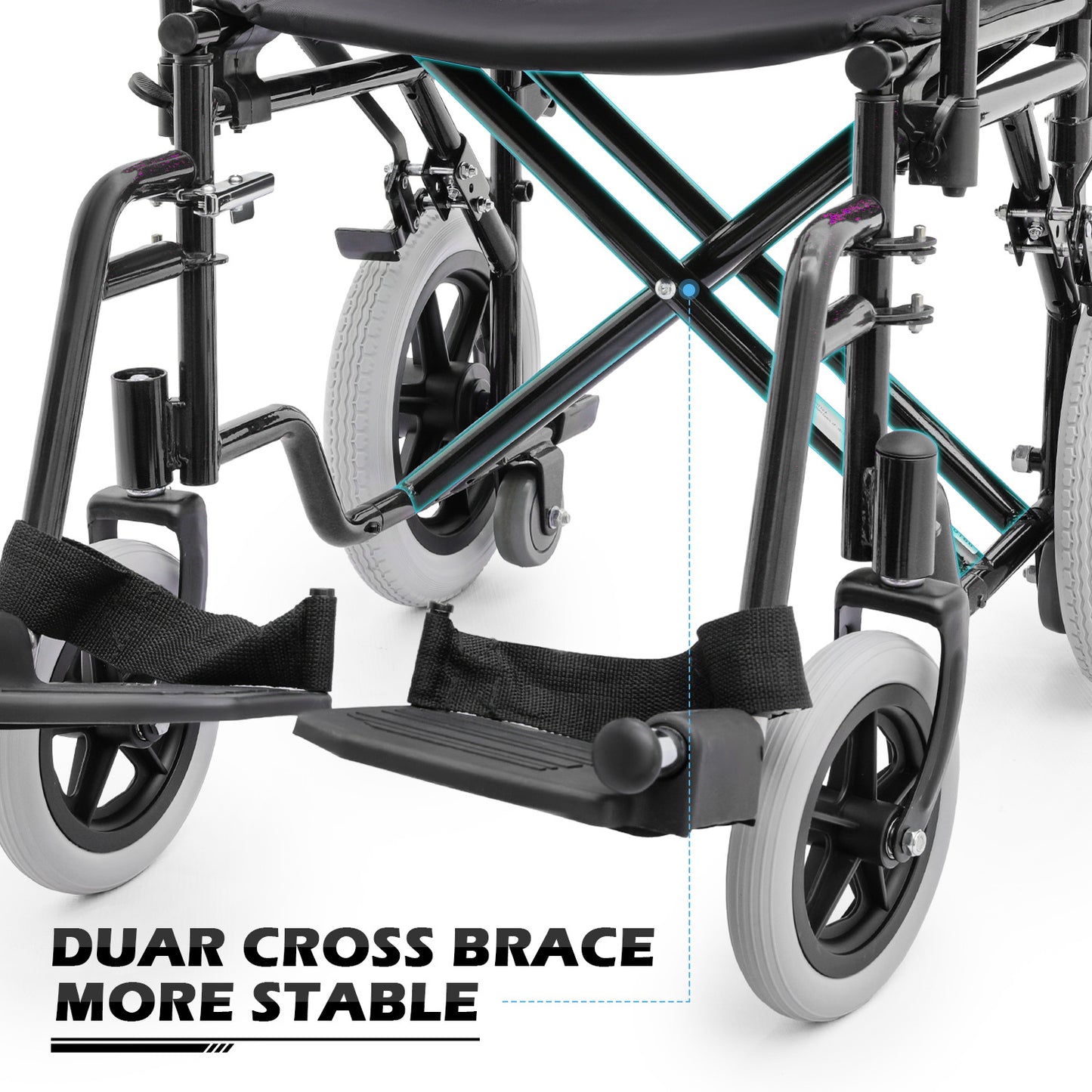 Transport Wheelchair - PU Solid Tyre - Black