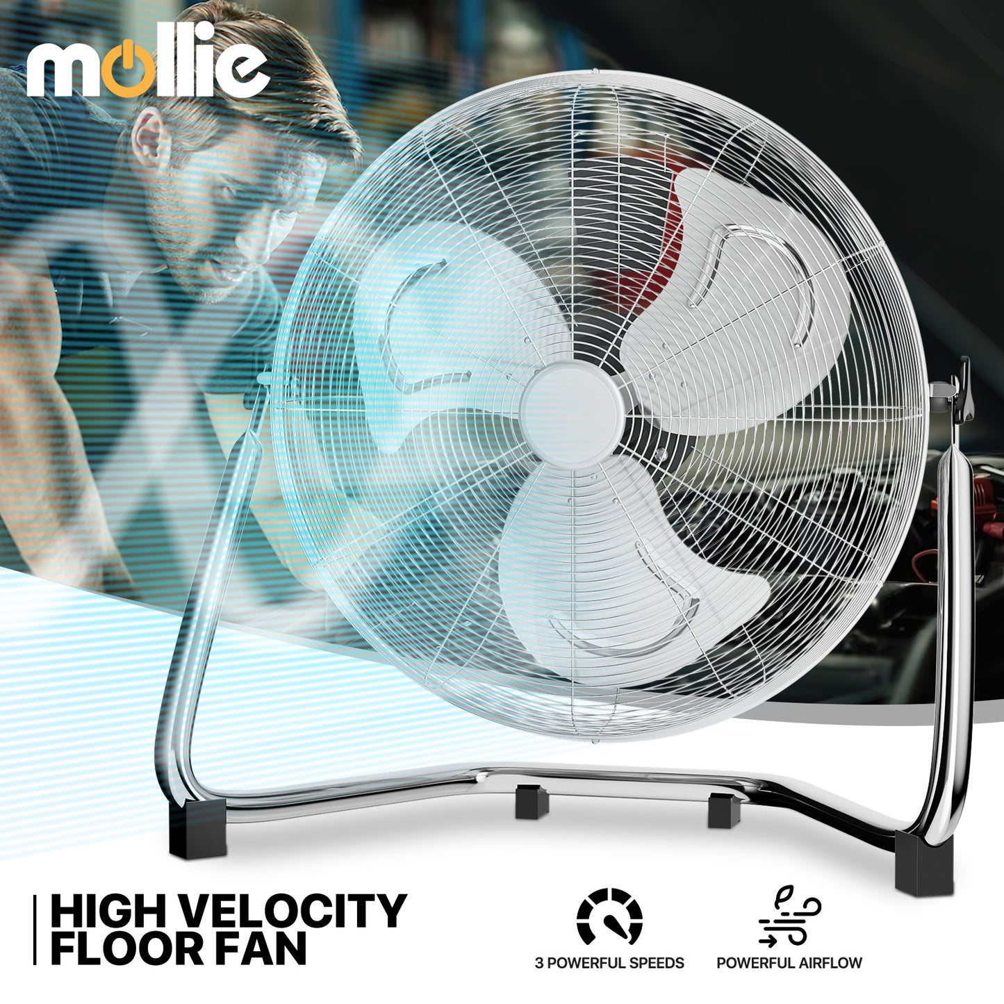 20" Floor Fan - 3 Speeds - Adjustable Tilt