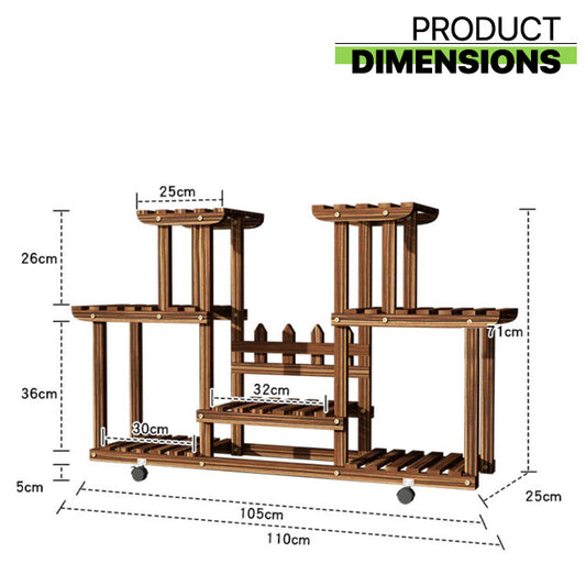 43" Rolling Multi-Tier Plant Stand - Brown
