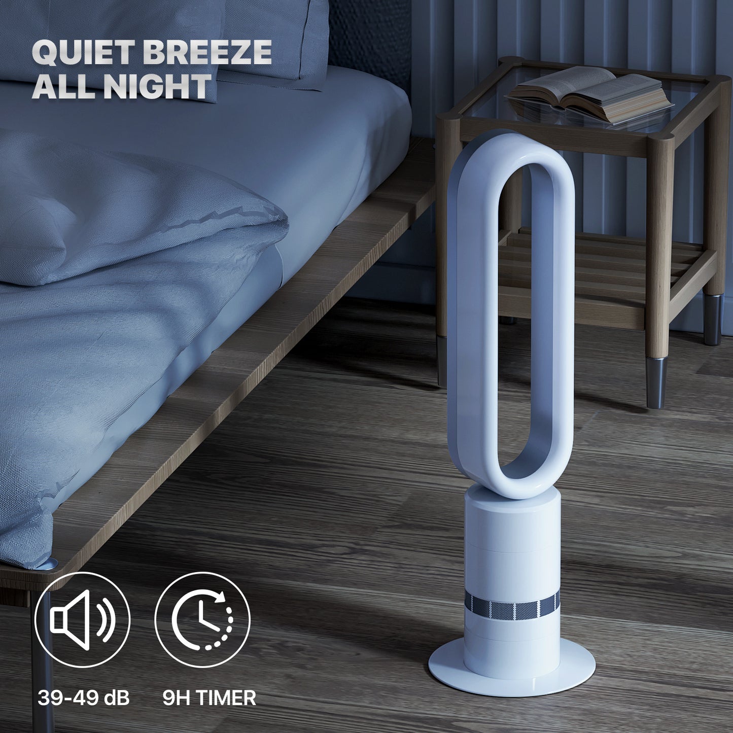 31.5 Inch Bladeless Fan - Space Heater - 10 Speeds Cooling & 3 Speeds Heating