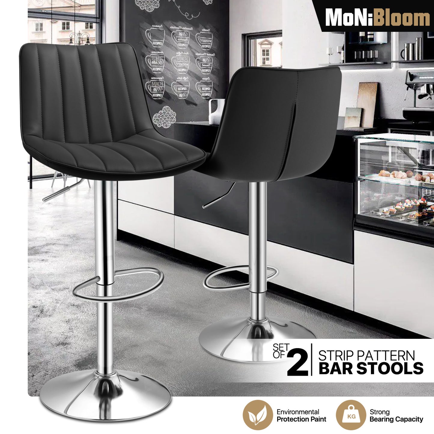 Strip Pattern Bar Stool 2 Pcs