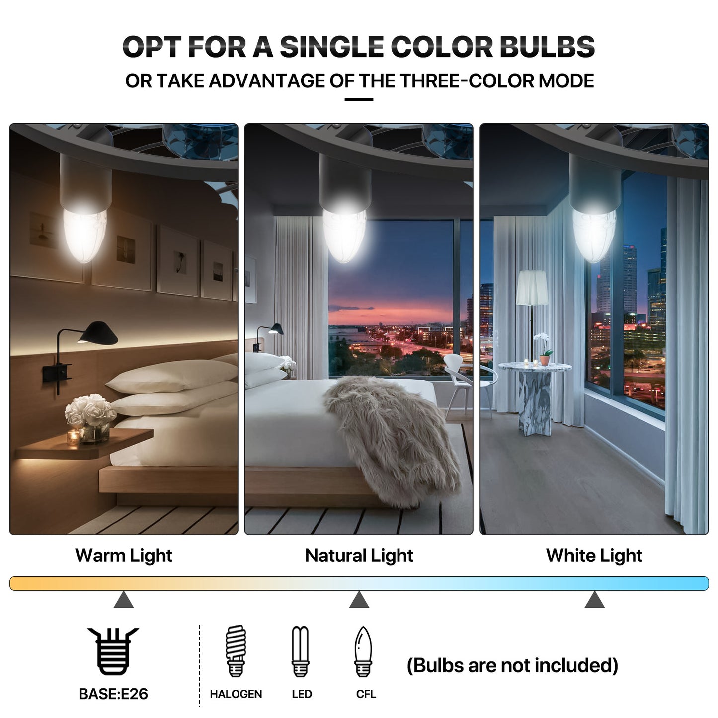 18" Caged Ceiling Fan  - 3 Color Changing - 3 Speeds w/2 Down Rods