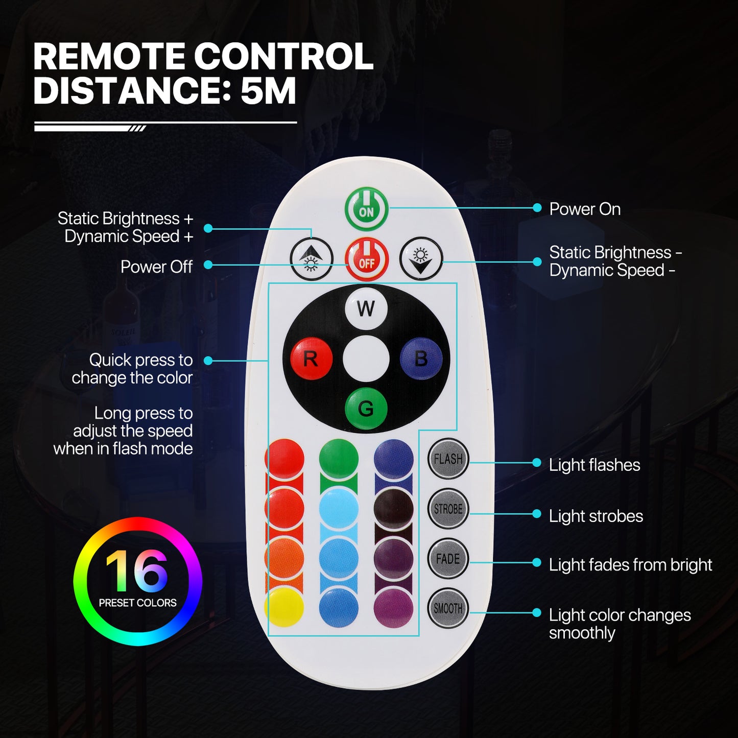 LED Bar Stool - 16 Colors Changing - with Remote Control