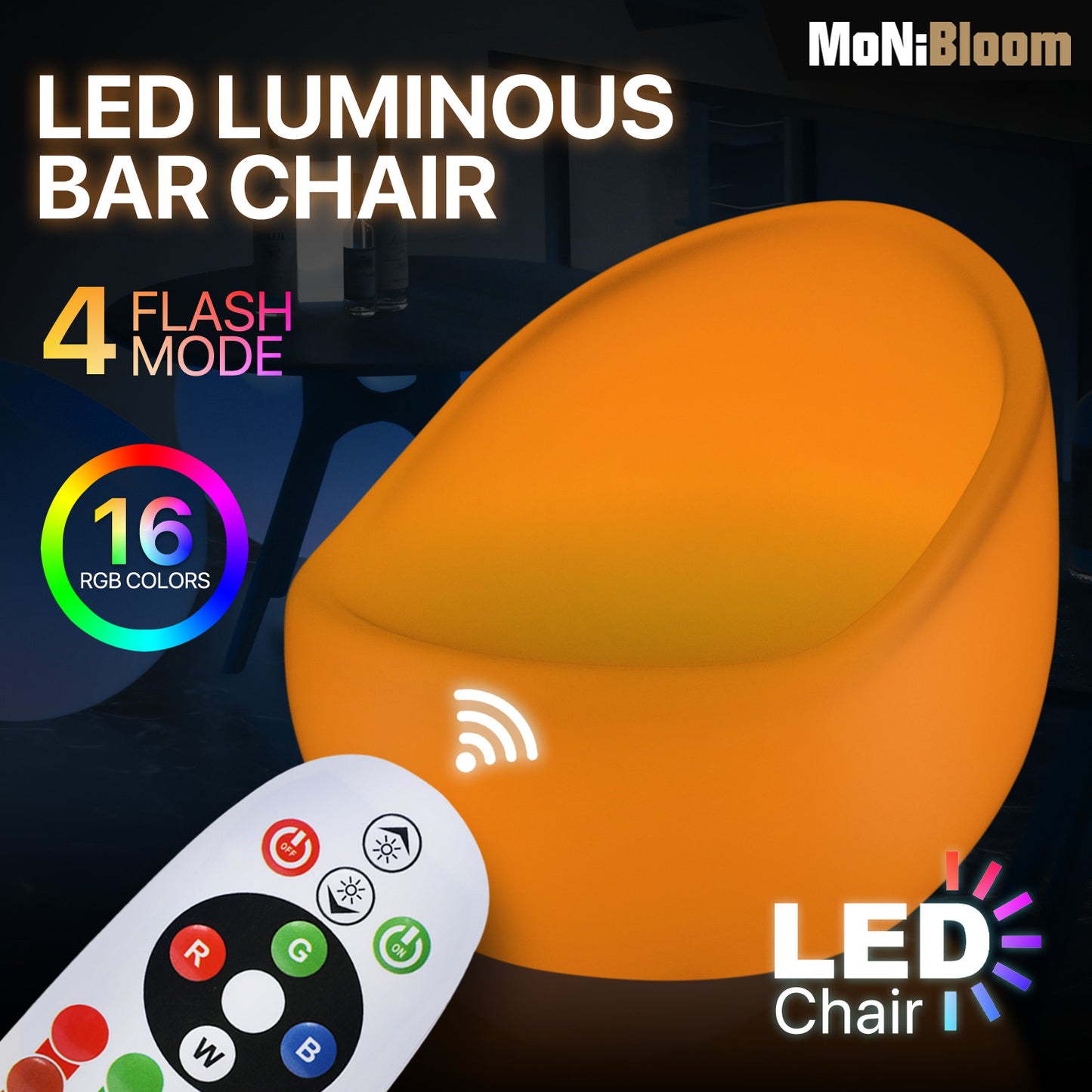 LED - Stool - Egg Shape - 16 Colors Remote Control