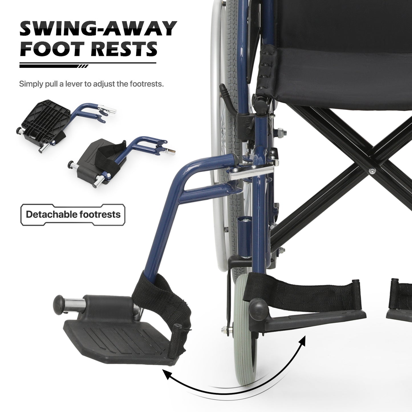 Manual Wheelchair - 7.5'' Front & 23.5'' Rear Wheel - 17"x15.5'' Nylon Seat