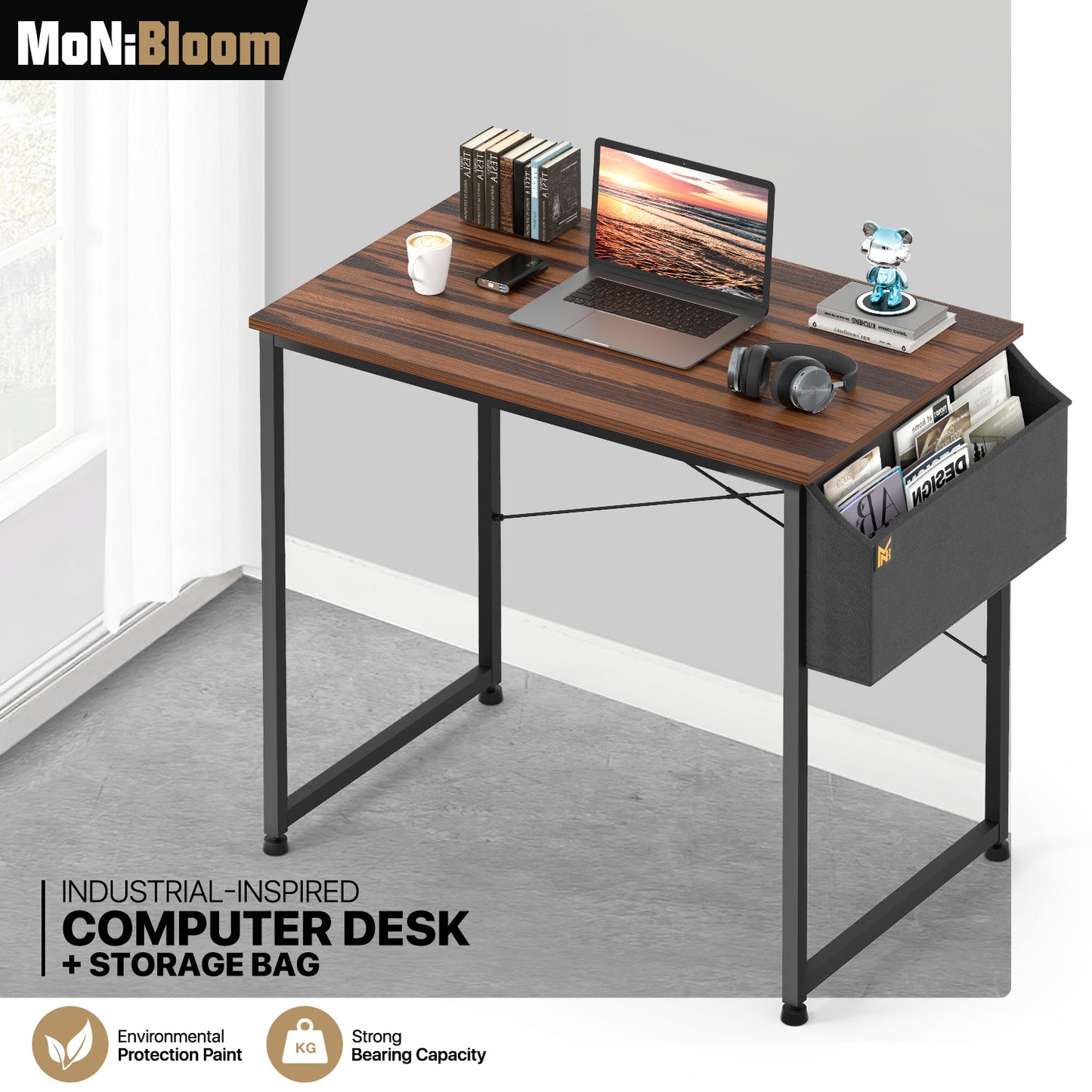 Walnut Wood Computer Desk (Various sizes) - with Storage Bag
