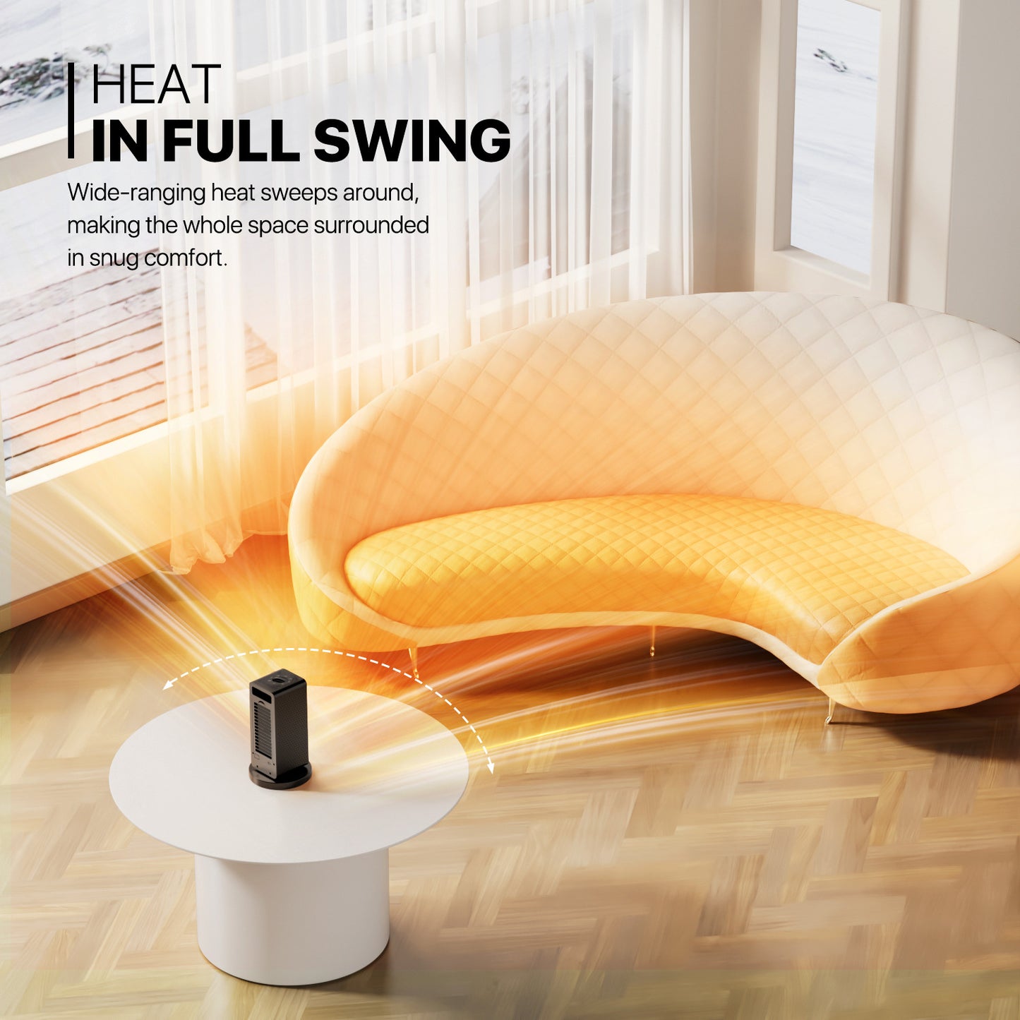 1200W Electric Cuboid PTC 160 sq.ft Space Heater w/Silent Knob