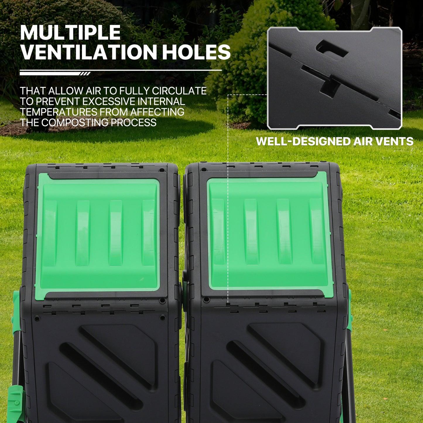 34 Gallon Dual Chamber Compost Bin - 2 Sliding Doors - with Gloves