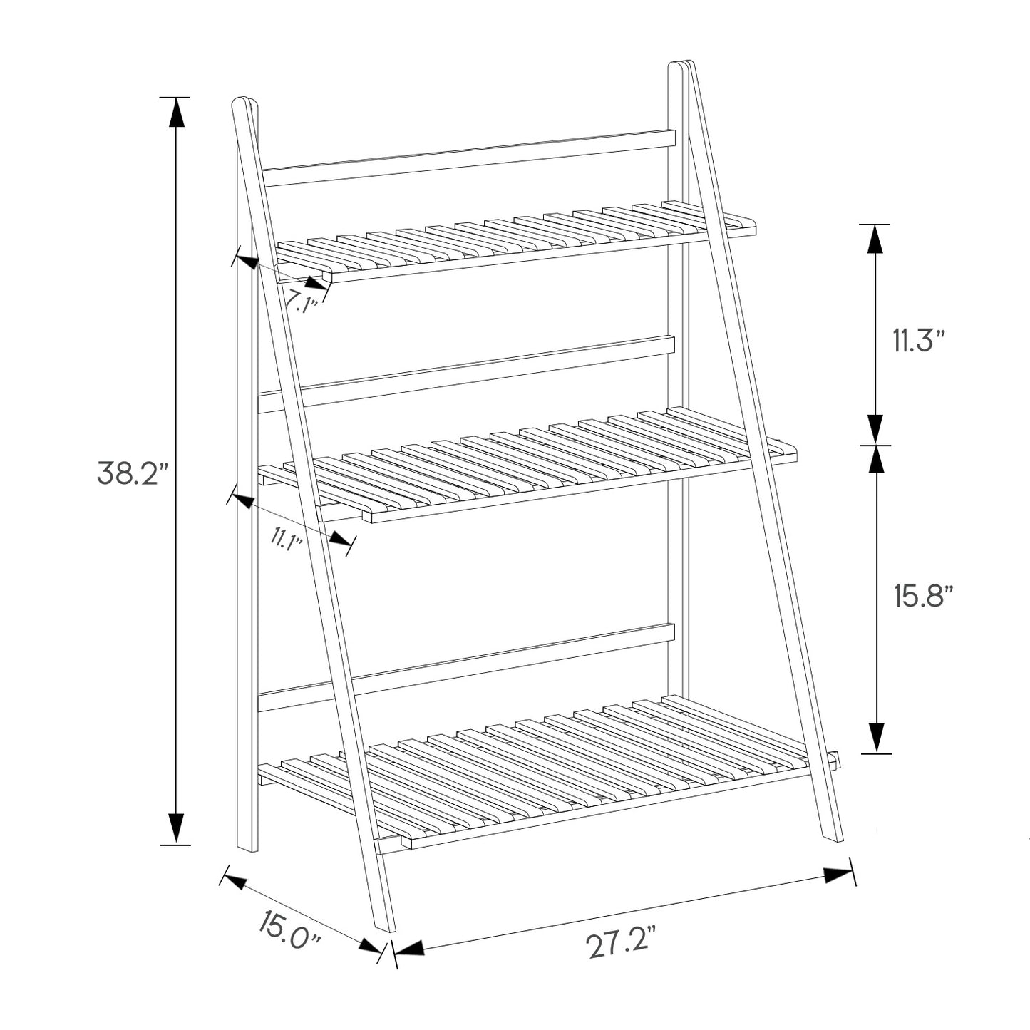 Foldable Flower Plant Rack - A Frame Stand Shelf - 3 Tier - Brown