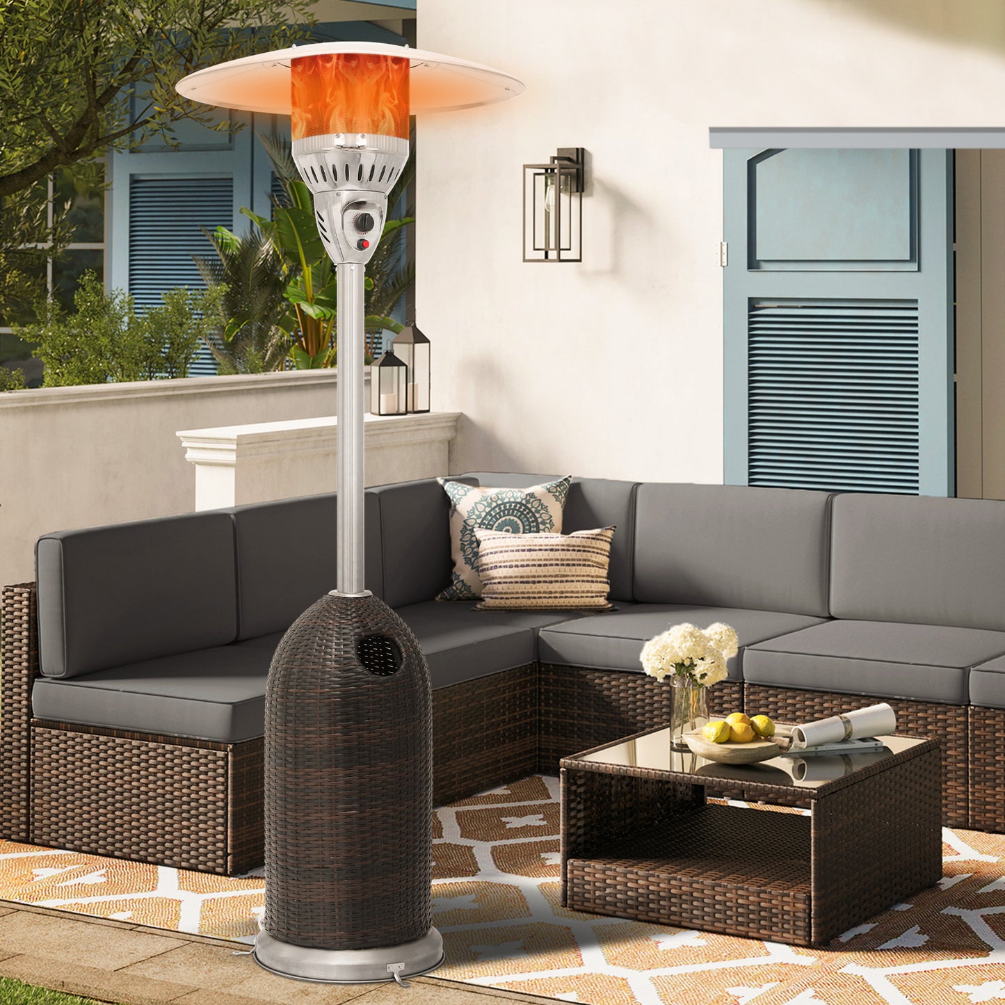 41,000 BTU Propane Patio Heater - 84 Inch Height - w/Wheels