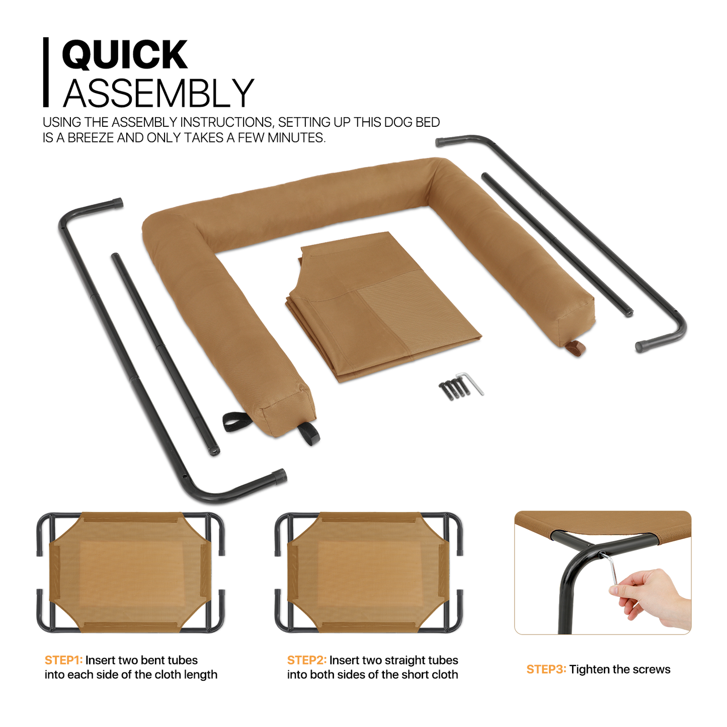 Elevated Dog Bed - w/ Removable Bolster - 48'' Length