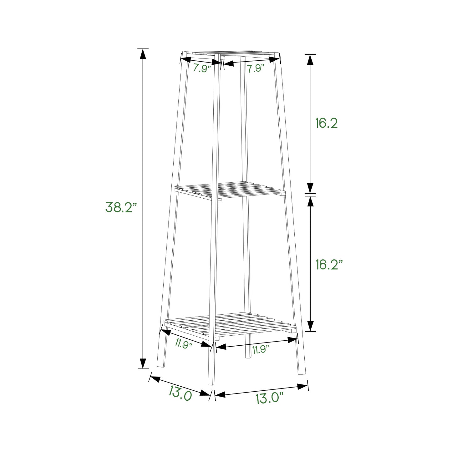 Simplified Flower Plant Stand Display Tower - A Shape - Brown