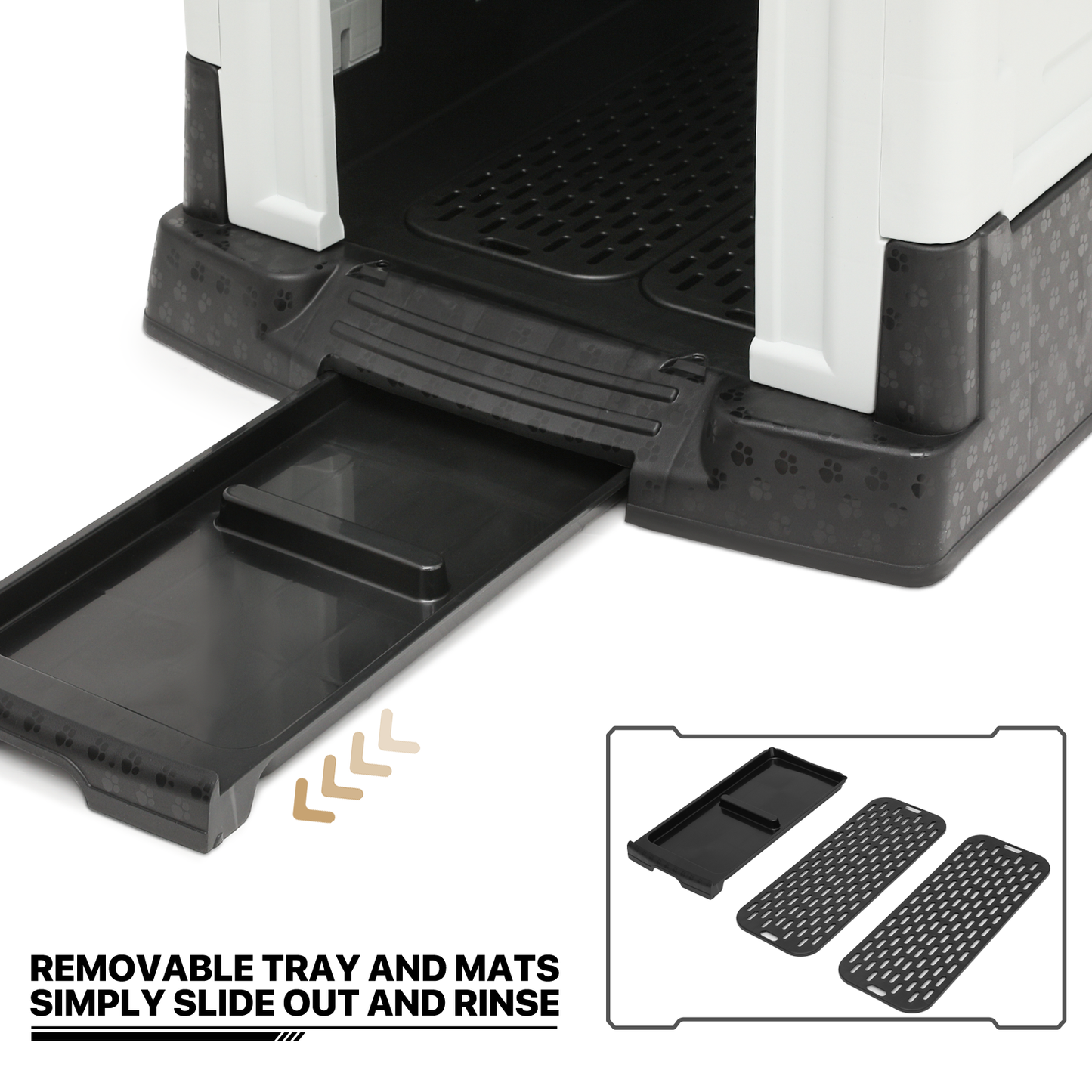 Plastic Dog House - with Adjustable Skylight, Elevated Base