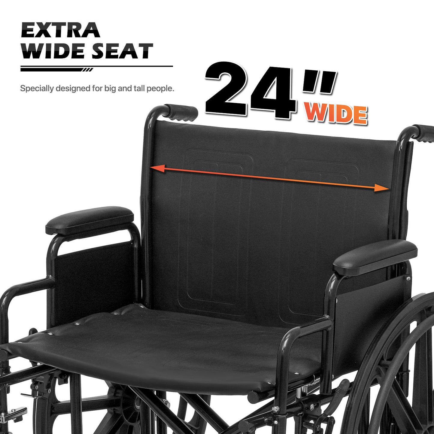 Manual Wheelchair - Extra Width 24"x17.5" Seat - FDA Approved