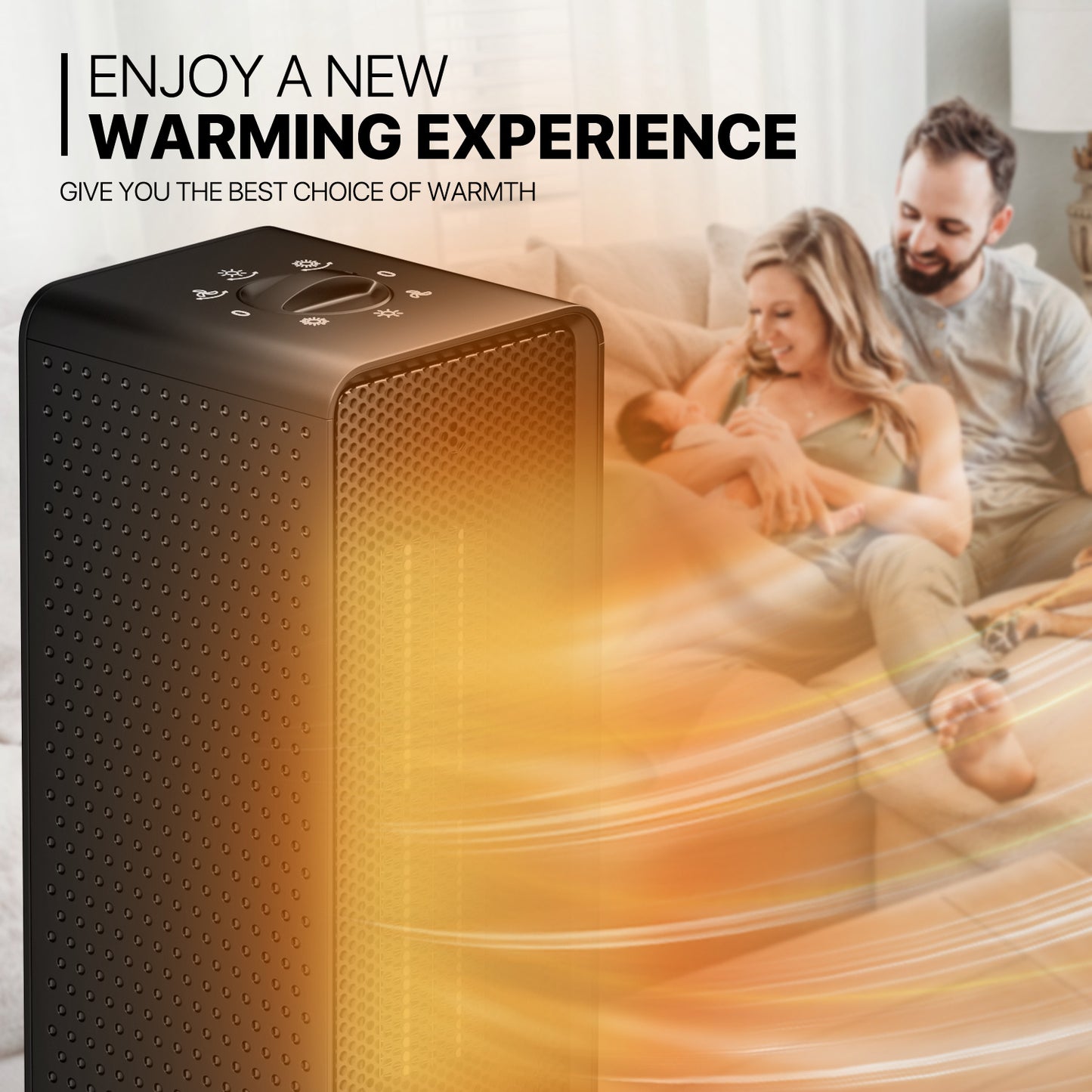 1200W Electric Cuboid PTC 160 sq.ft Space Heater w/Silent Knob