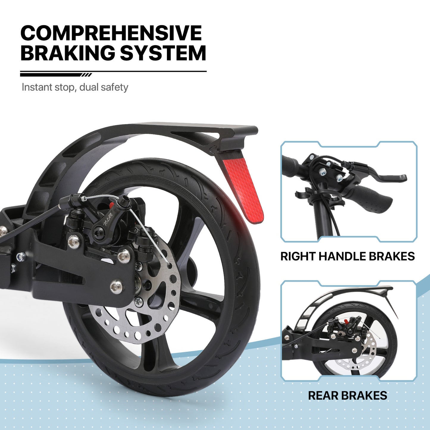 Foldable Kick Scooter - Adjustable Height Handlebar - 8" Wheels - w/Handlebrake