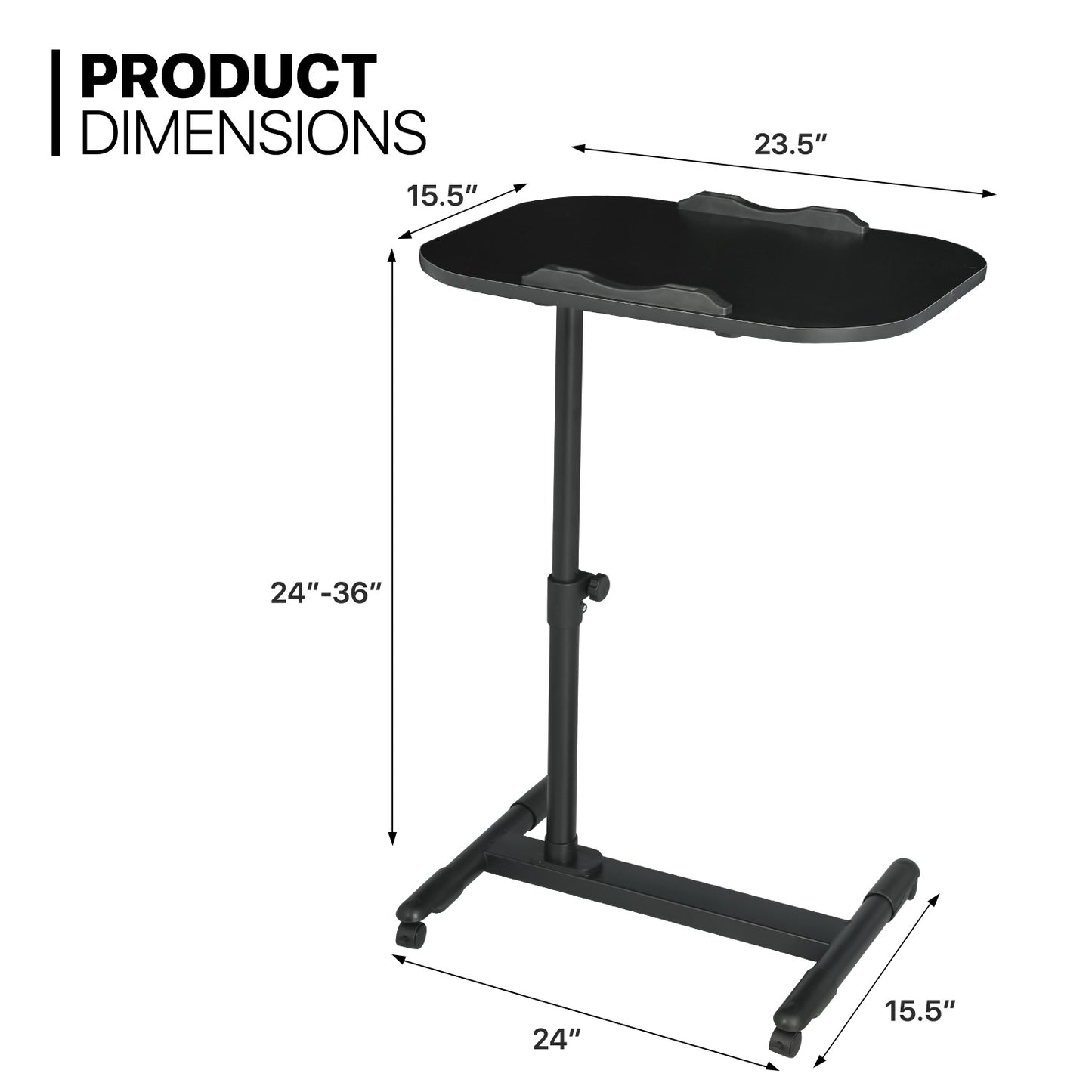 Tilting Computer Desk 24"x15.5"36" - Adjustable Height 24" to 36"