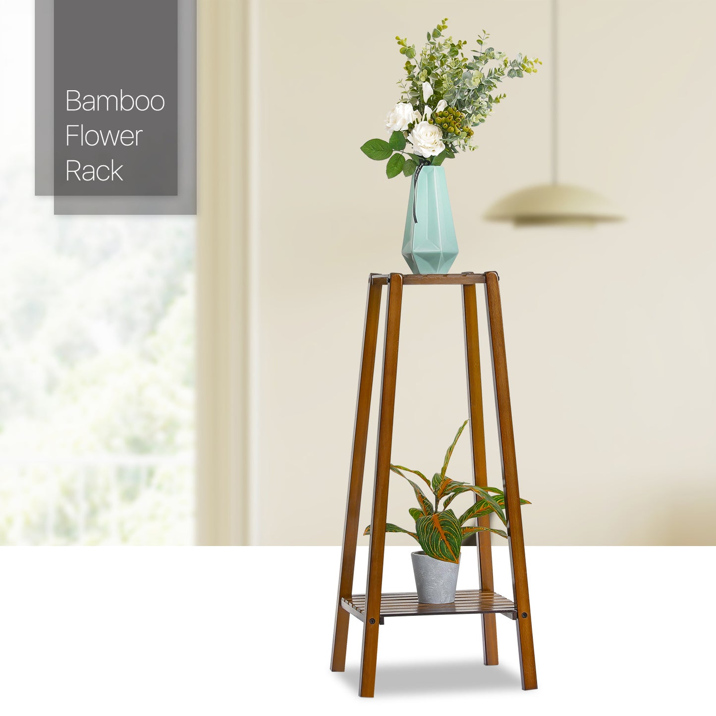 Flower Plant Stand Display Tower - A Shape - Brown