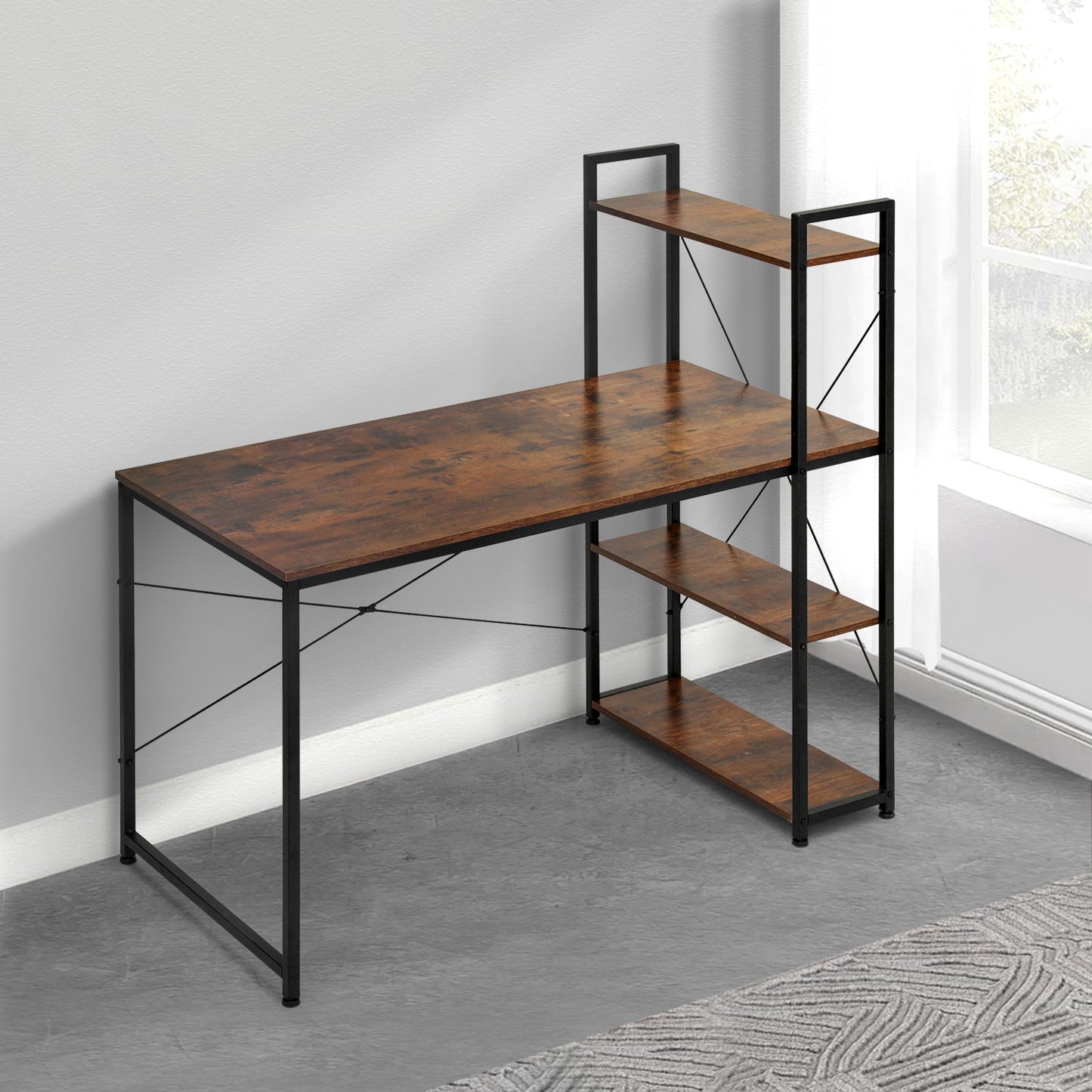 Computer Desk 47"x25"x48" w/ 3 Tier Storage Rack