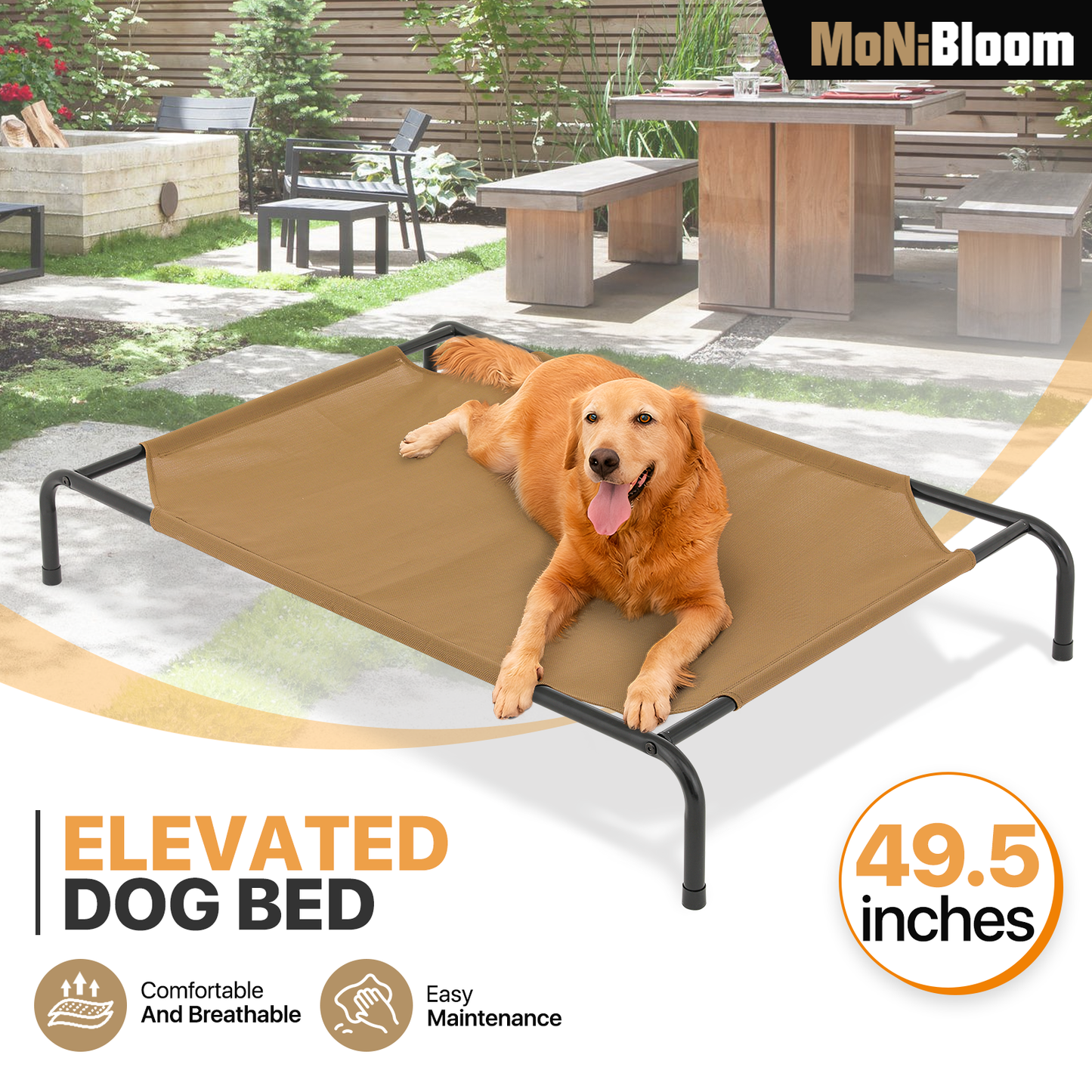 Elevated Dog Bed - Non-Slip Cooling Pet Bed - 49.5'' Length