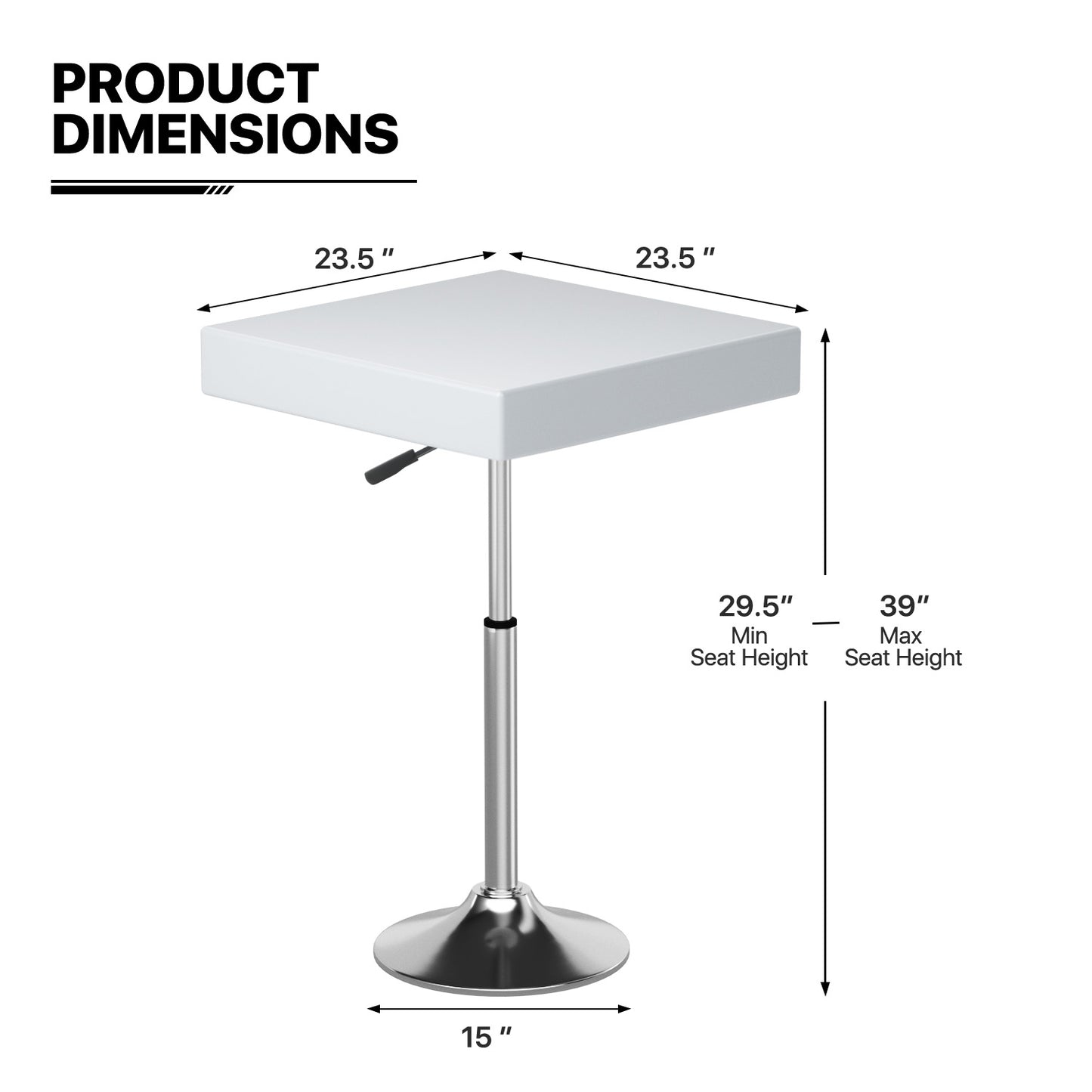 LED - Table - Square - Adjustable Height - 16 Colors Remote Control