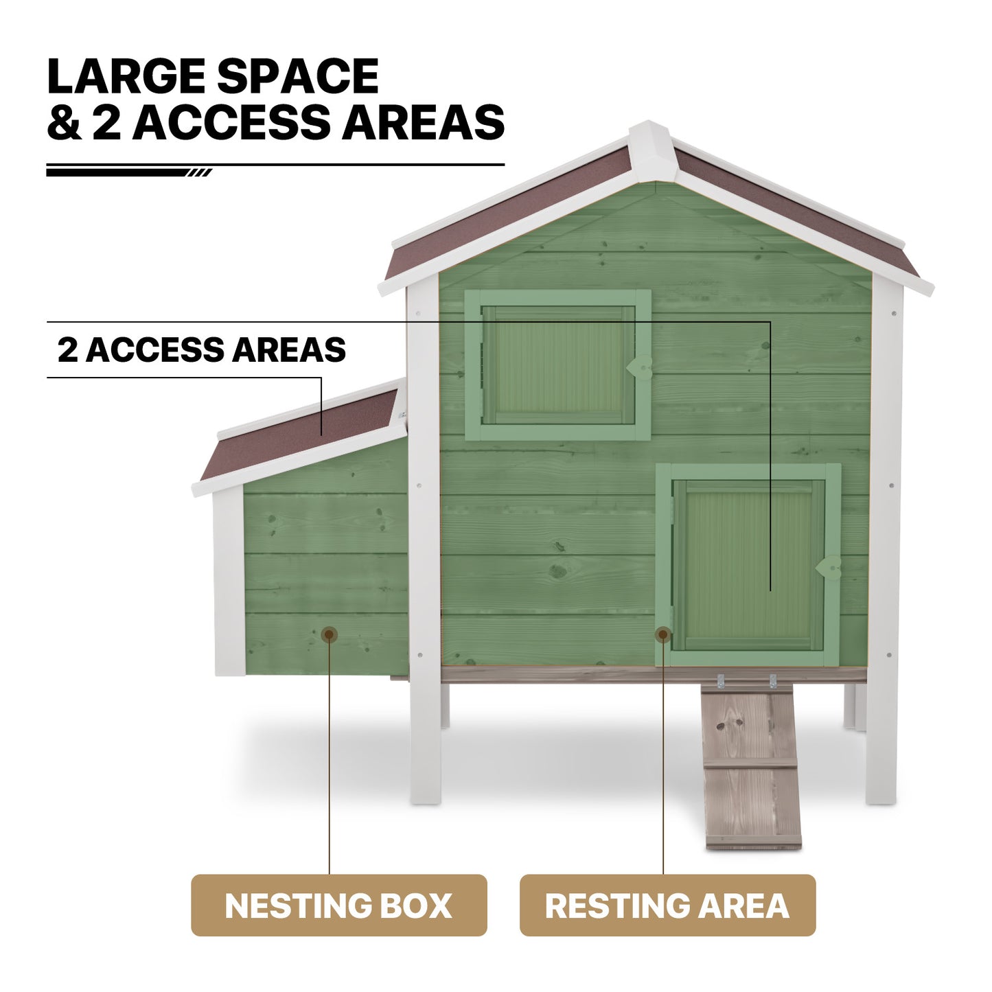 Wooden Chicken Coop with Removable Tray+Ventilation Door+Nesting Box