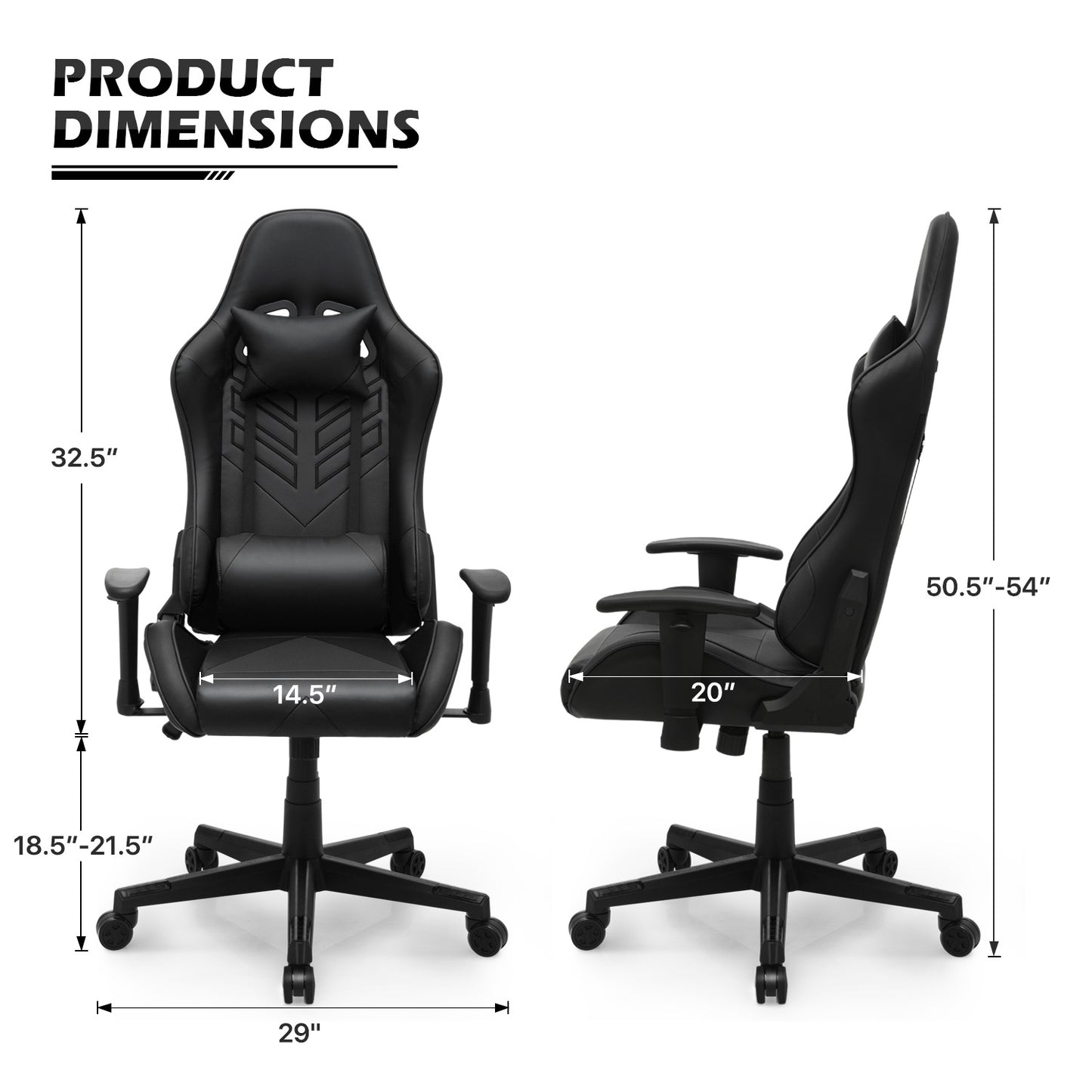 Gaming Chair w/Lumbar Support & Headrest #004