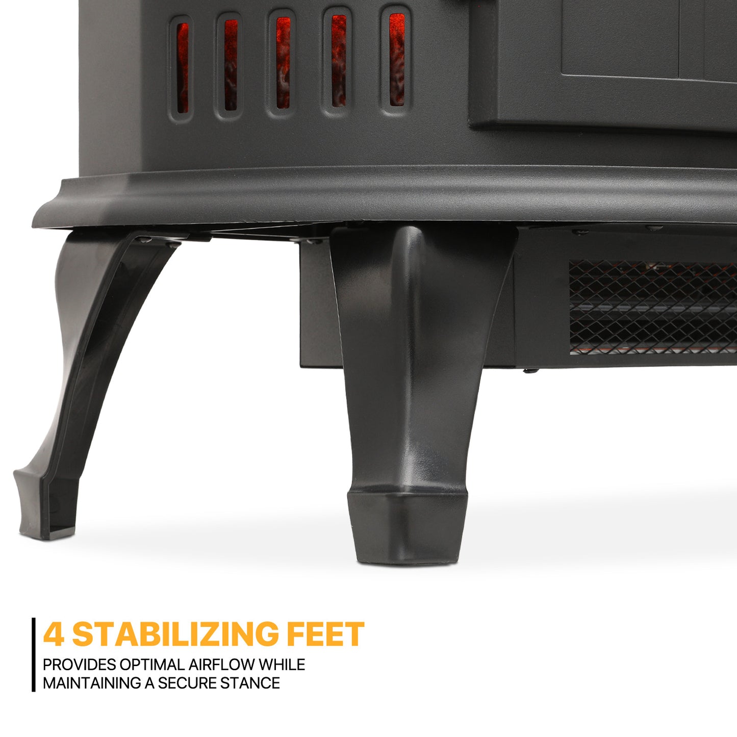 Freestanding Electric Fireplace - 1400W Space Heater - Adjustable Flame Brightness