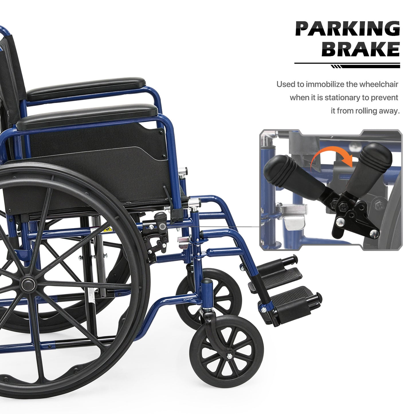 Manual Wheelchair - Blue, FDA Approved - 18"x16" Seat