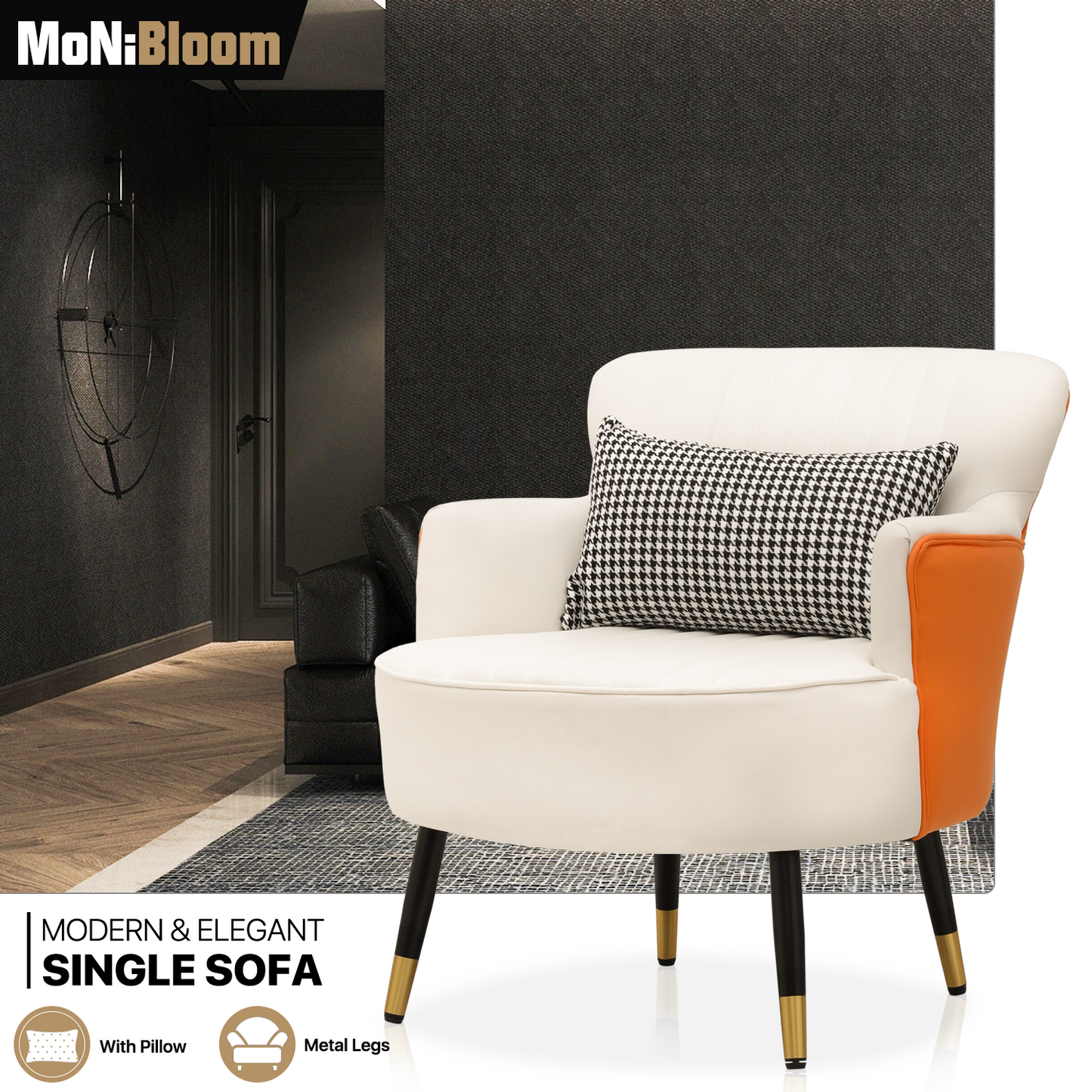 Laux Leather Accent Chair - Single Sofa - 30" Width