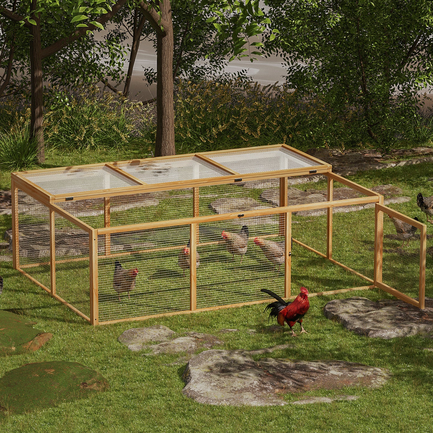 68"x48" Wooden Chicken Coop Rabbit Hutch
