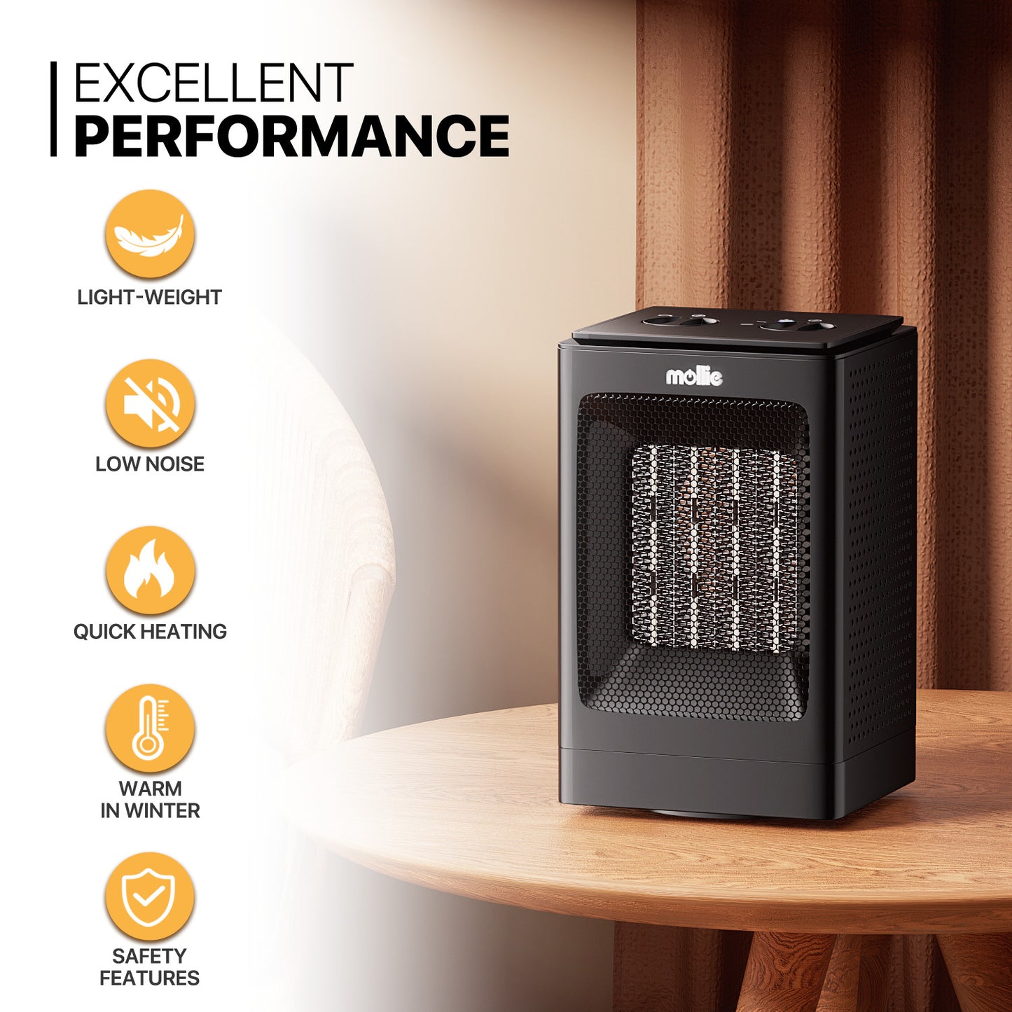 1500W Cuboid PTC Electric 160 sq.ft Space Heater