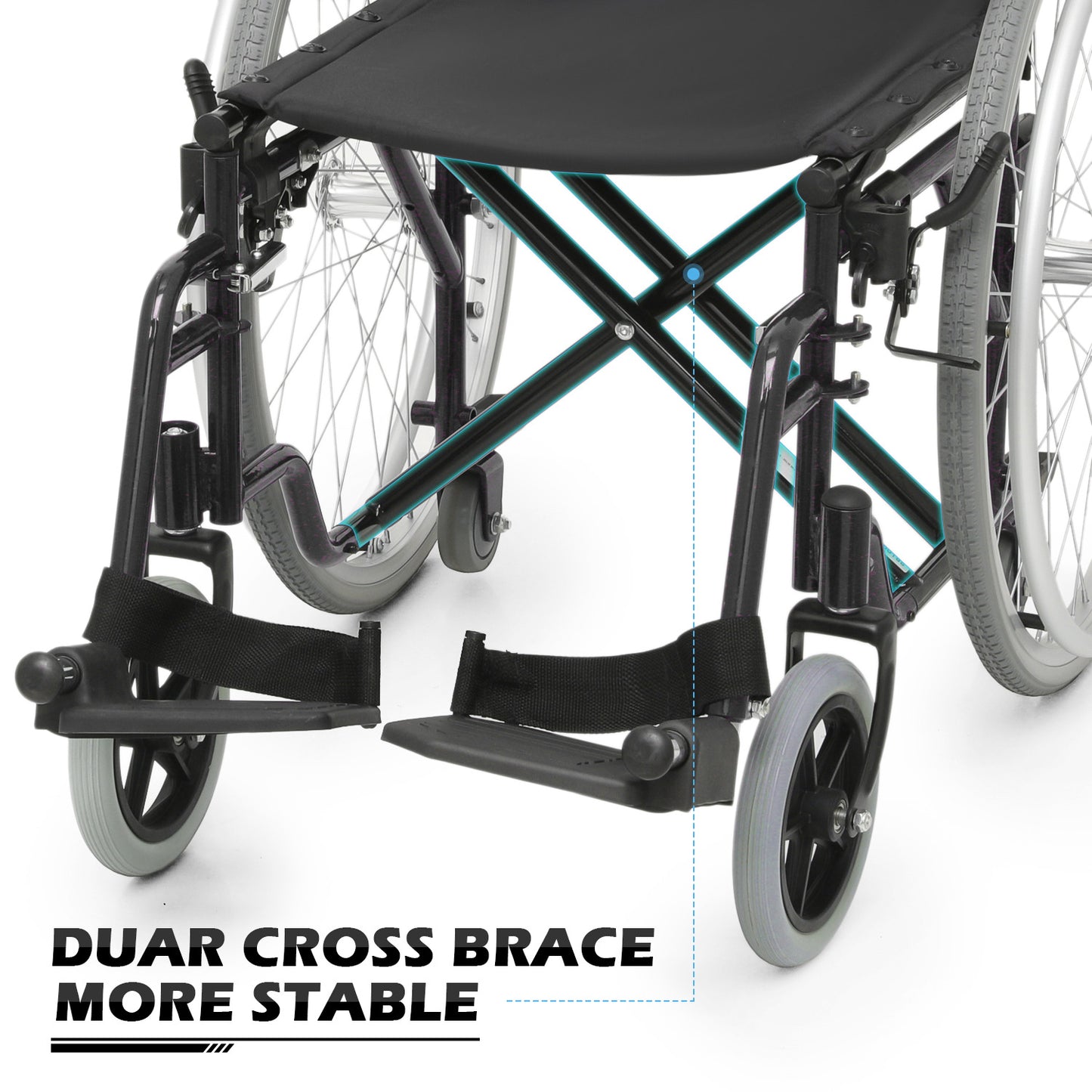 Manual Wheelchair - 7.5'' Front & 23.5'' Rear Wheel - 17"x15.5'' Nylon Seat