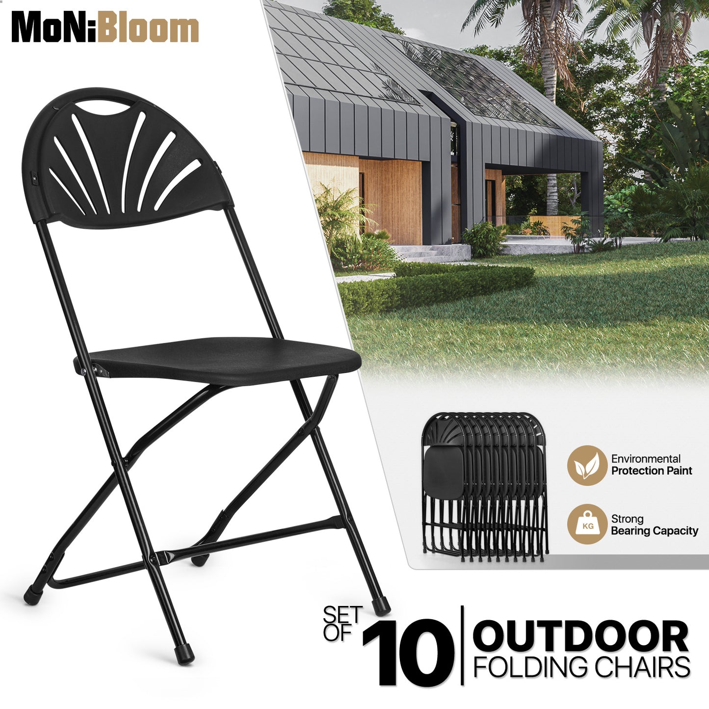10 Pcs Fan Back Foldable Chair