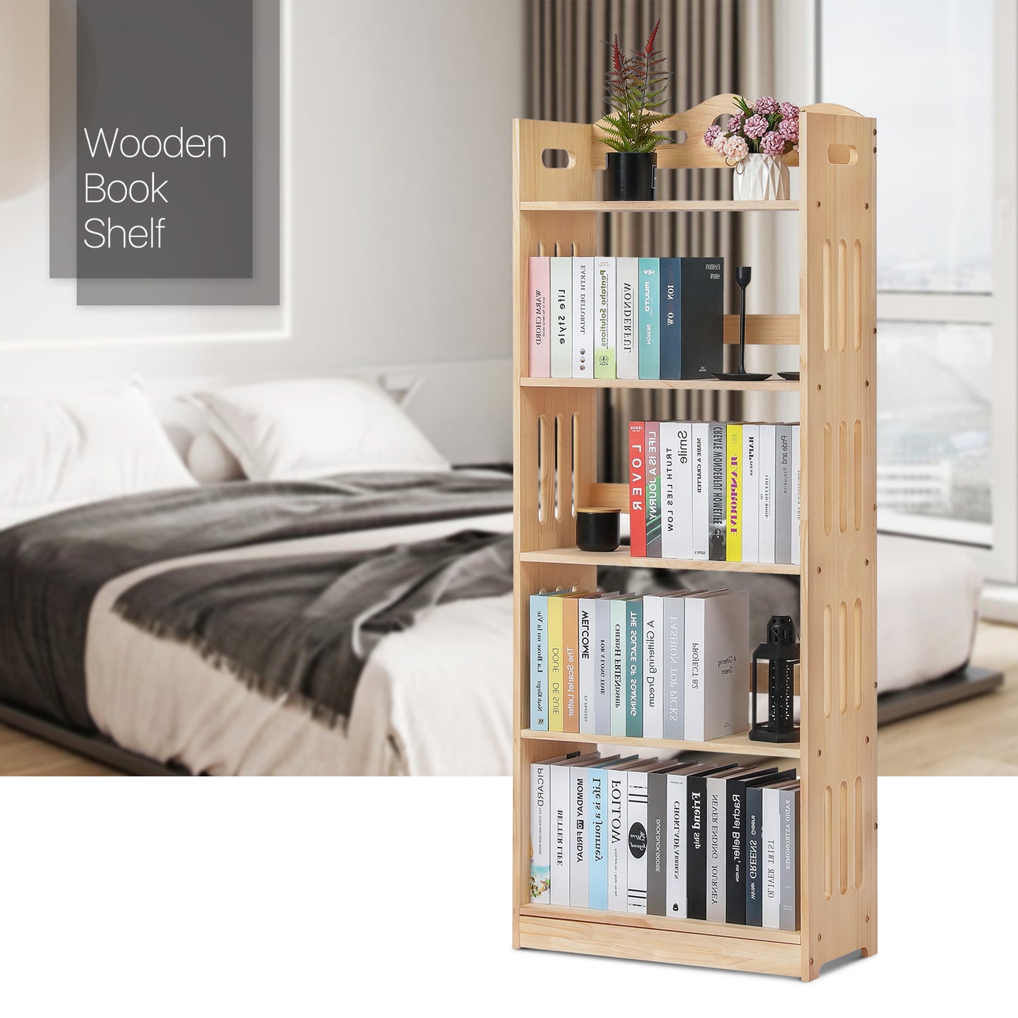 Wooden Display Storage Organizer - 5 Tier - Natural