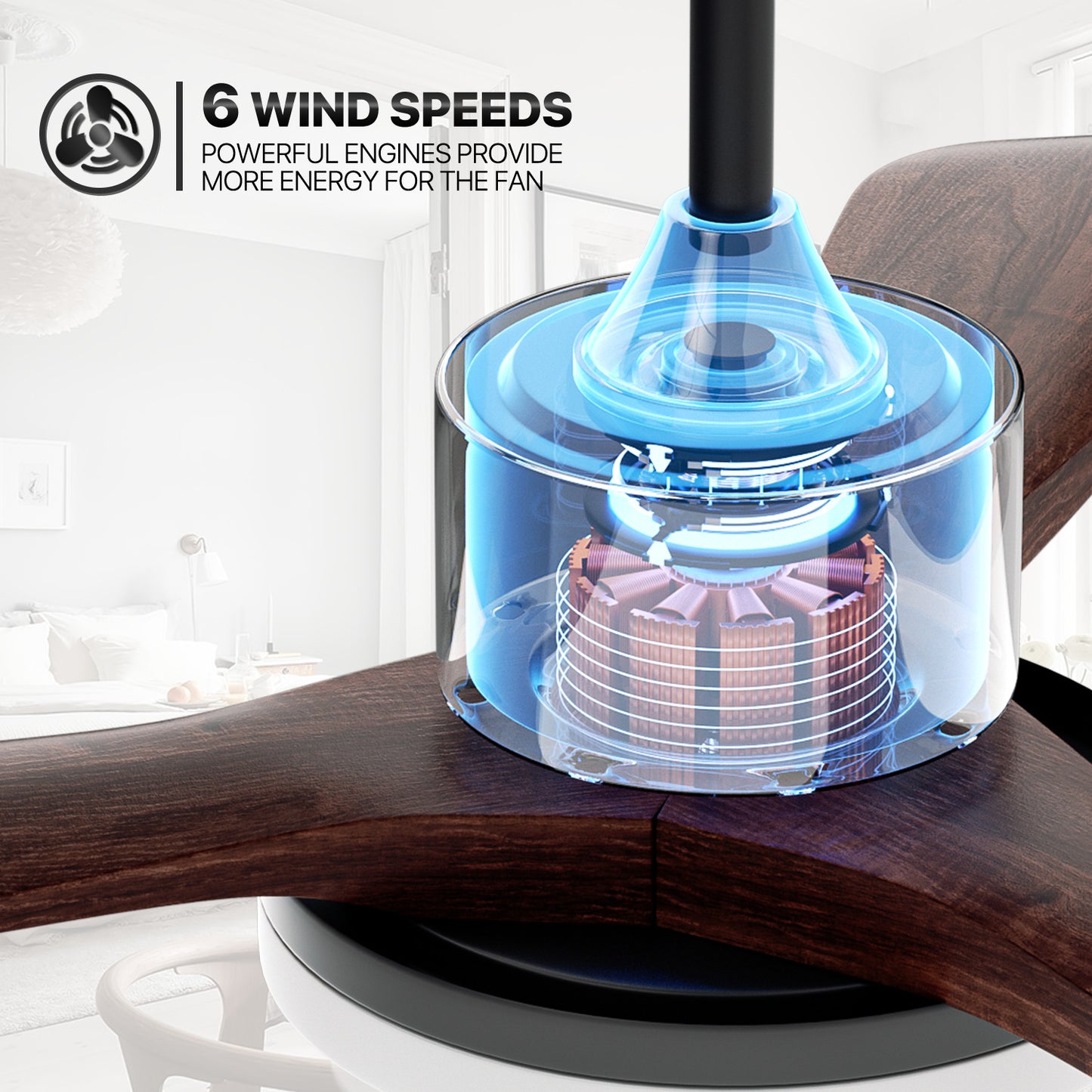 42" Reversible Lighting Ceiling Fan - 3 Blades
