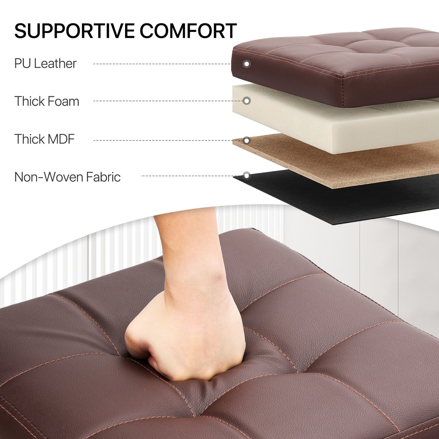 Living Home Decor Classic Cube Unfold Storage Ottoman Benches Faux Leather