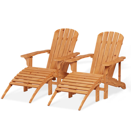 Set of 2 Patio Adirondack Chair - with Footrest