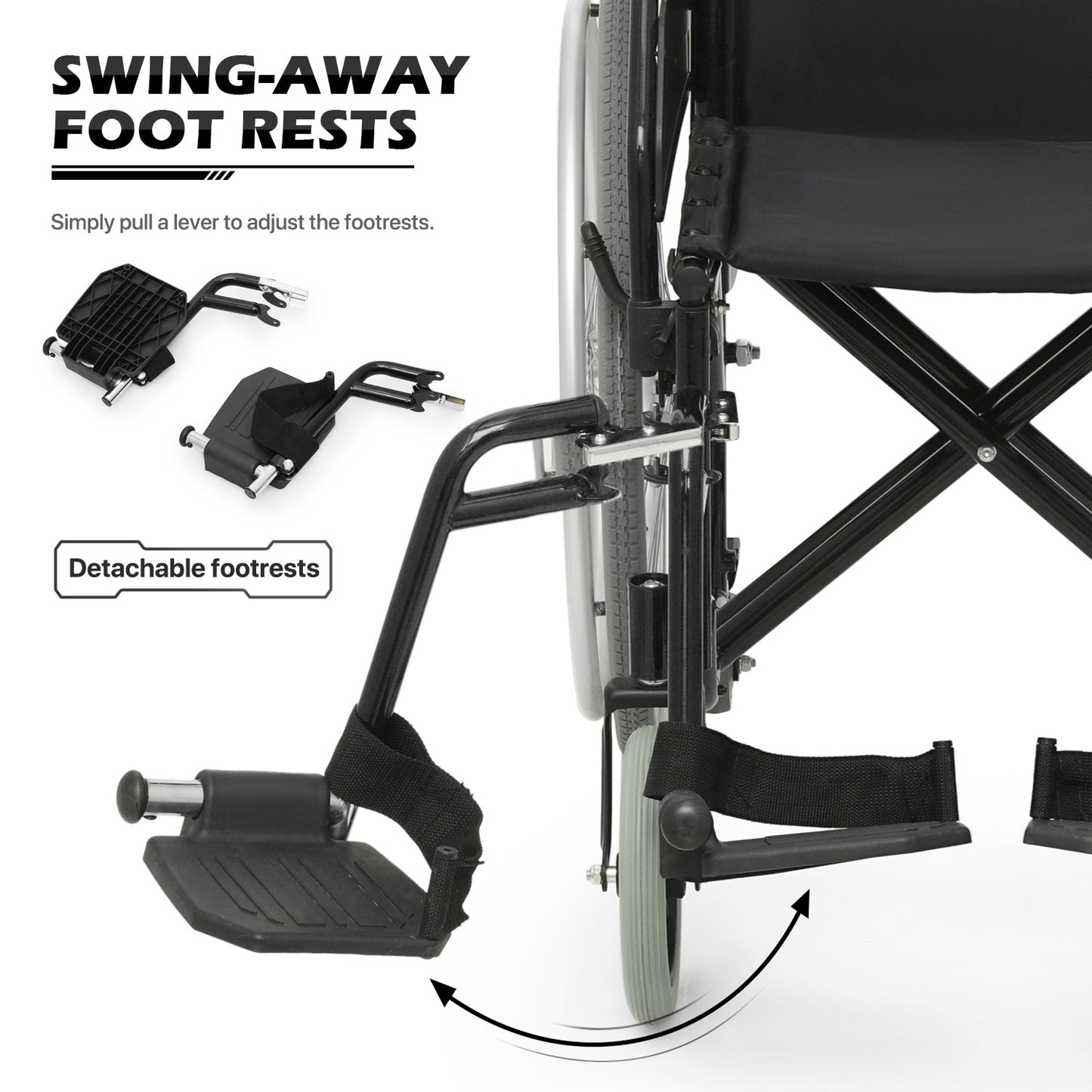 Manual Wheelchair - 7.5'' Front & 23.5'' Rear Wheel - 17"x15.5'' Nylon Seat