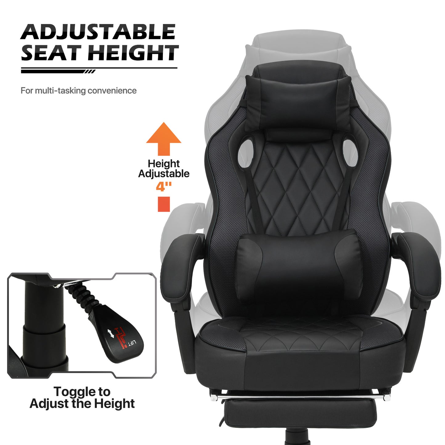 Reclinable Gaming Chair w/Footrest #002