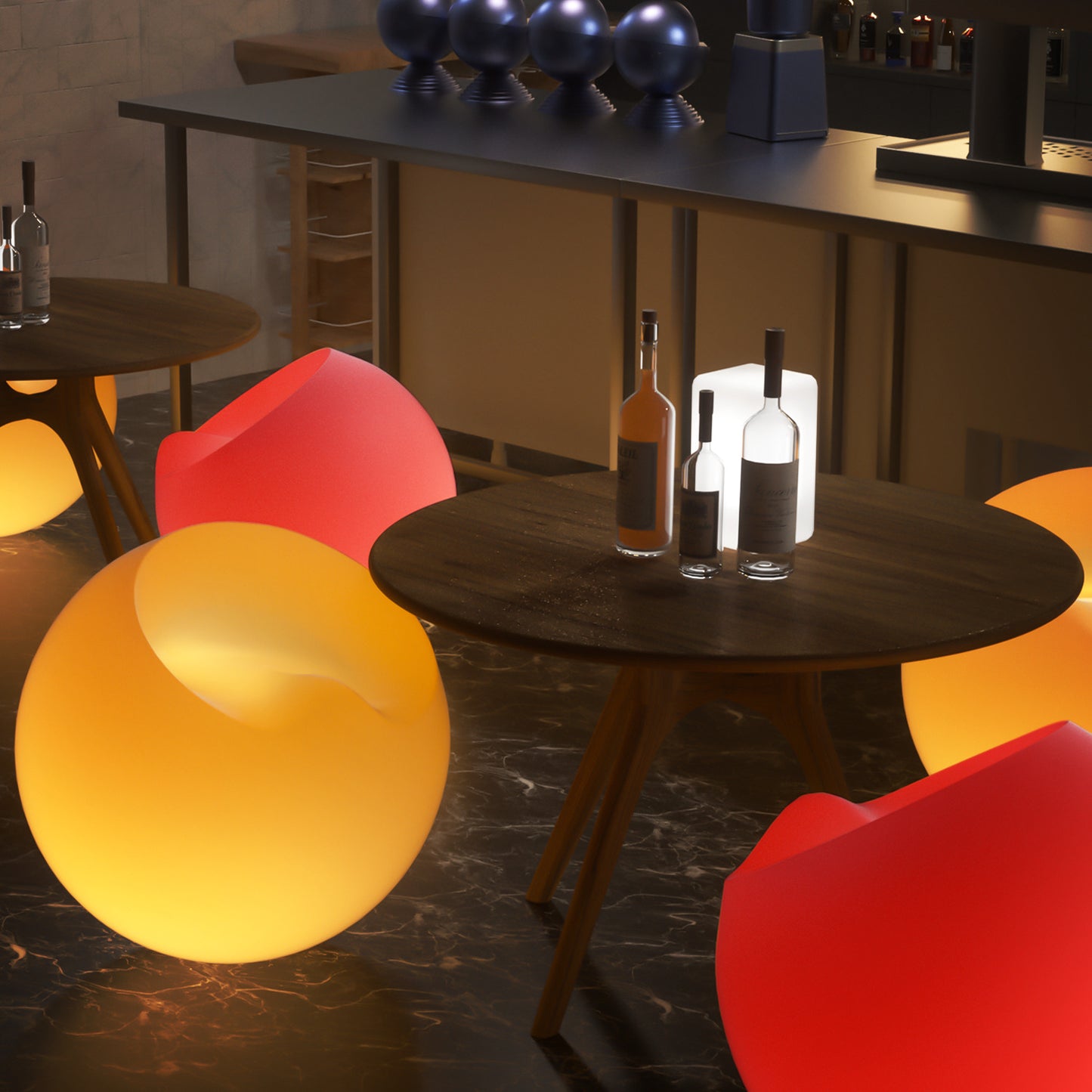 LED - Stool - Apple Shape - 16 Colors Remote Control