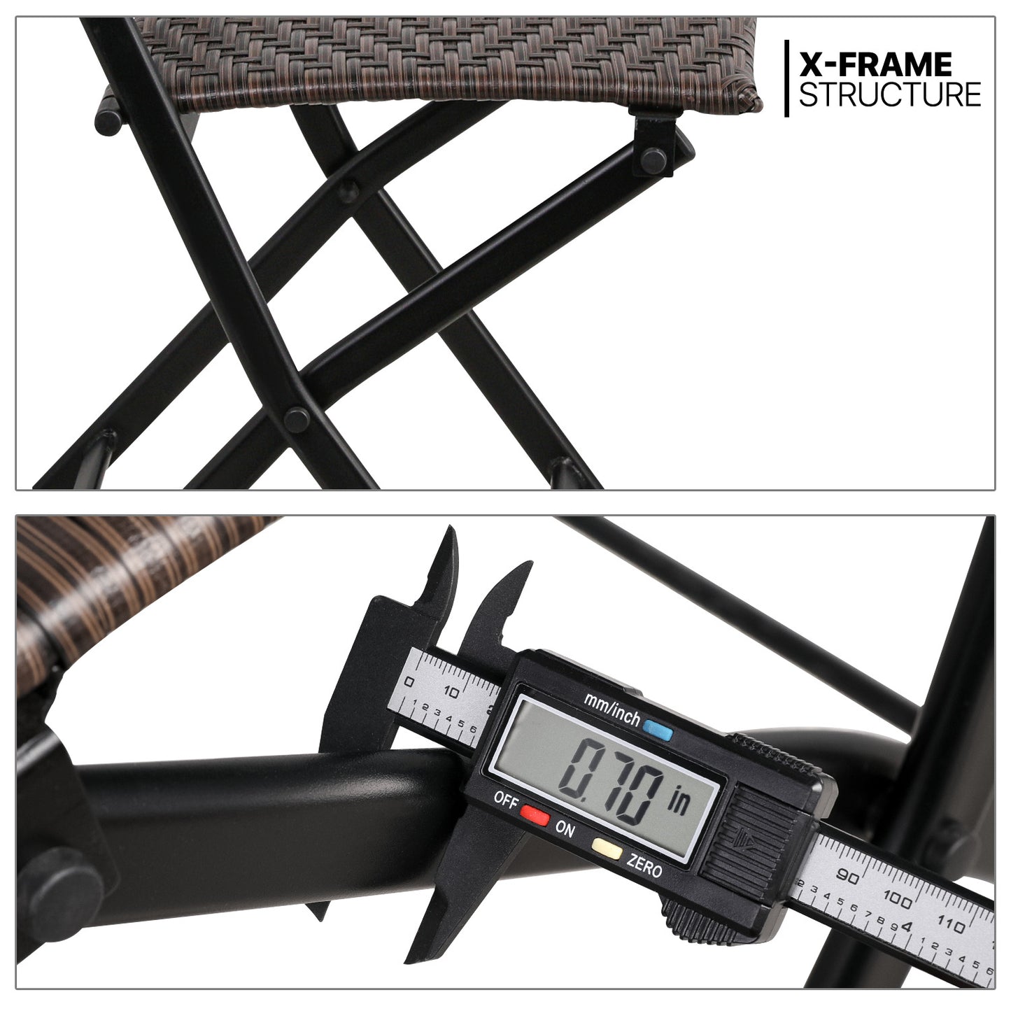Set of 2 Foldable Patio Rattan Wicker Chair