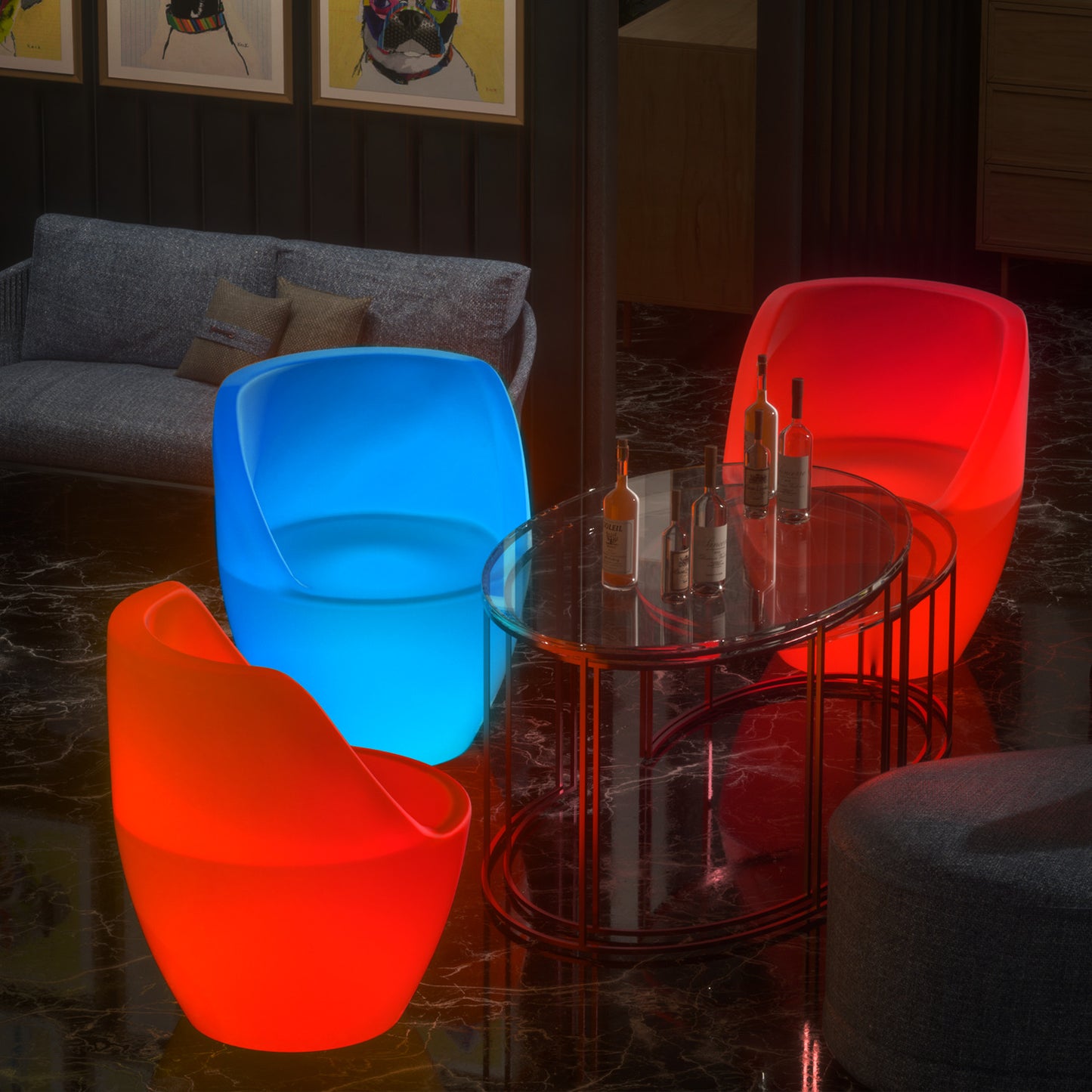 LED - Chair - Barrel Shape - 16 Colors Remote Control