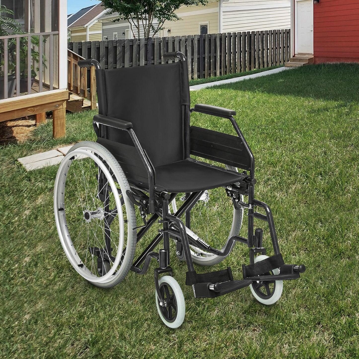 Manual Wheelchair - 7.5'' Front & 23.5'' Rear Wheel - 17"x15.5'' Nylon Seat