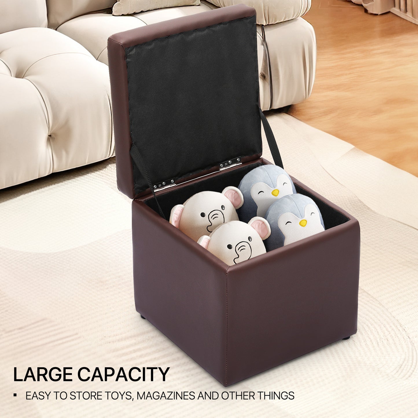 Living Home Decor Classic Cube Unfold Storage Ottoman Benches Faux Leather