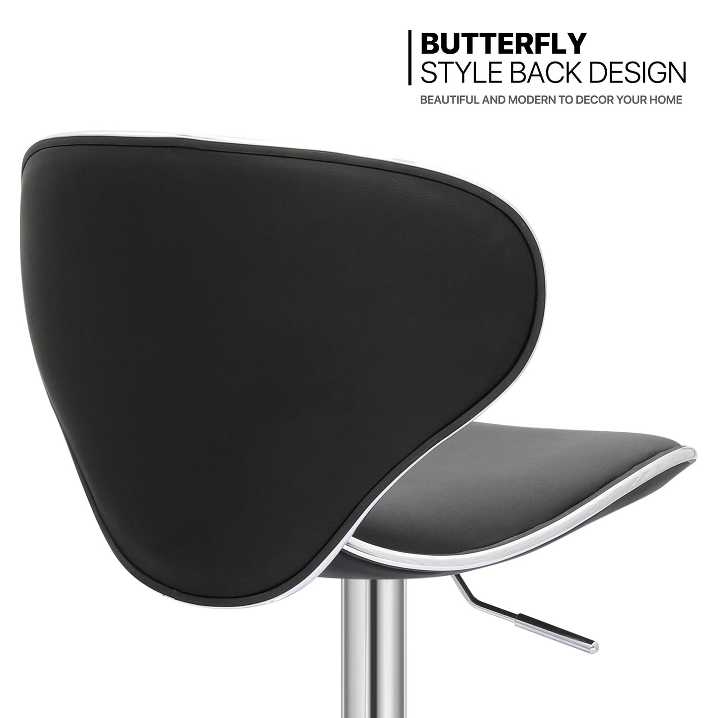 Set of 2 Leather Swivel Bar Stool Modern Adjustable Kitchen Counter Height Chair