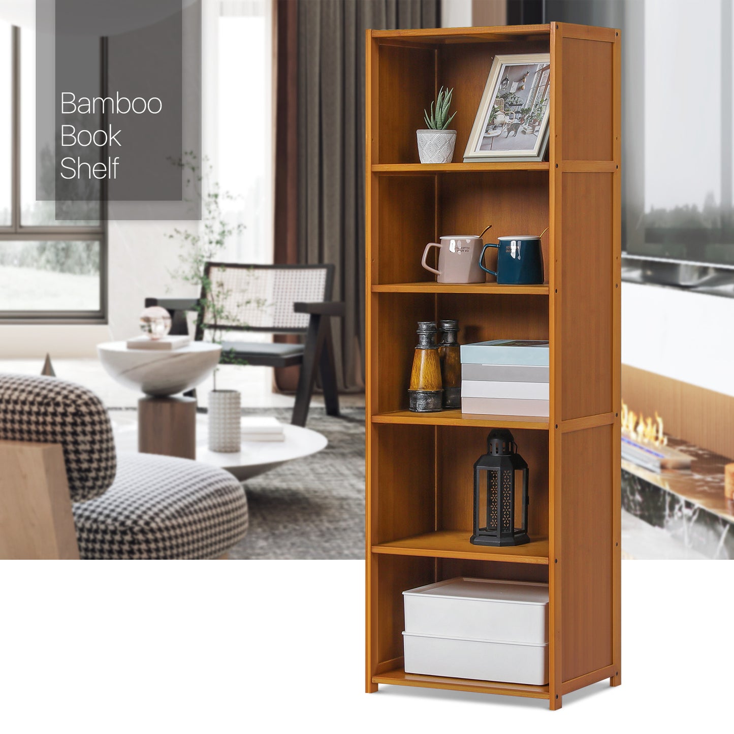 Multi-Functional Storage Organizer Shelf - 5 Tier - Brown