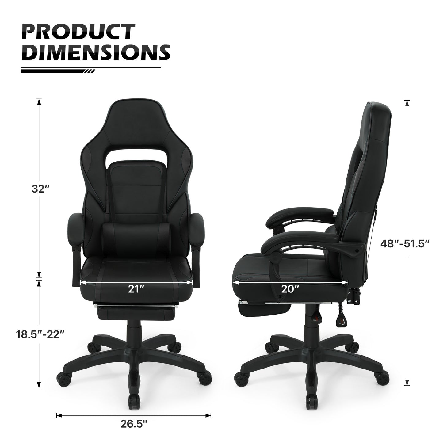 Reclinable Gaming Chair w/Footrest #003