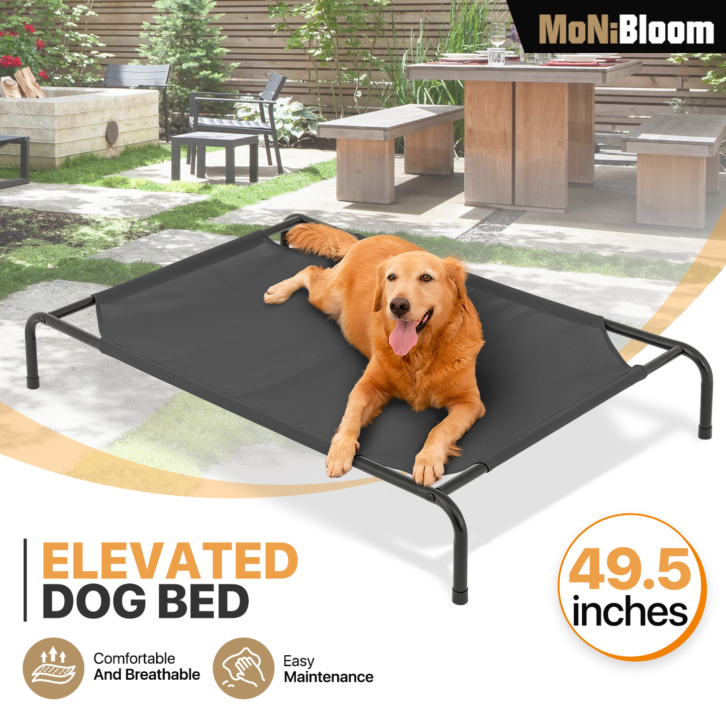Elevated Dog Bed - Non-Slip Cooling Pet Bed - 49.5'' Length